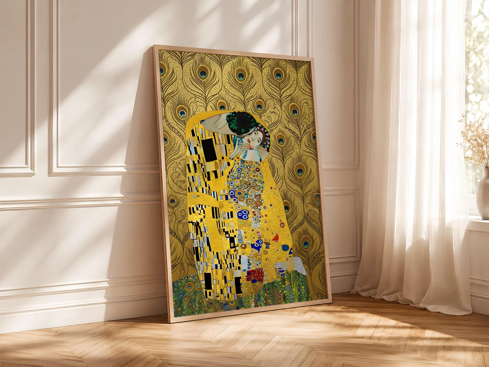 Klimt Style Peacock Print, Symbolist Gold Mosaic Poster, Jewel Tone Wall Art, Bedroom Decor, Housewarming Gift – Calm Wall Art by Artsify thumbnail 4