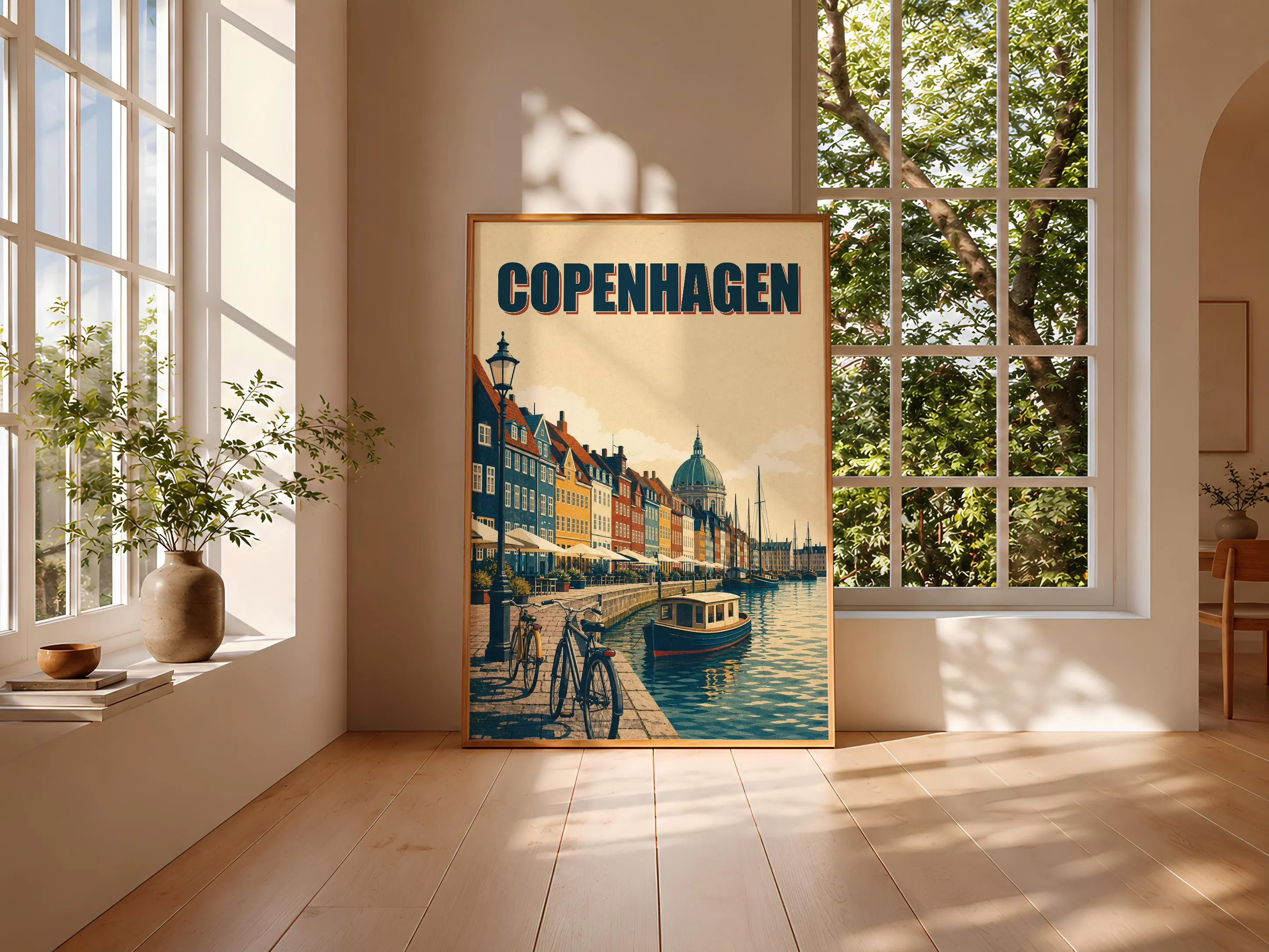 Copenhagen Travel Poster Print, Vintage Skyline Wall Art, Bold Typography Poster, City Name Wall Decor, Housewarming Gift – Calm Wall Art by Artsify thumbnail 3
