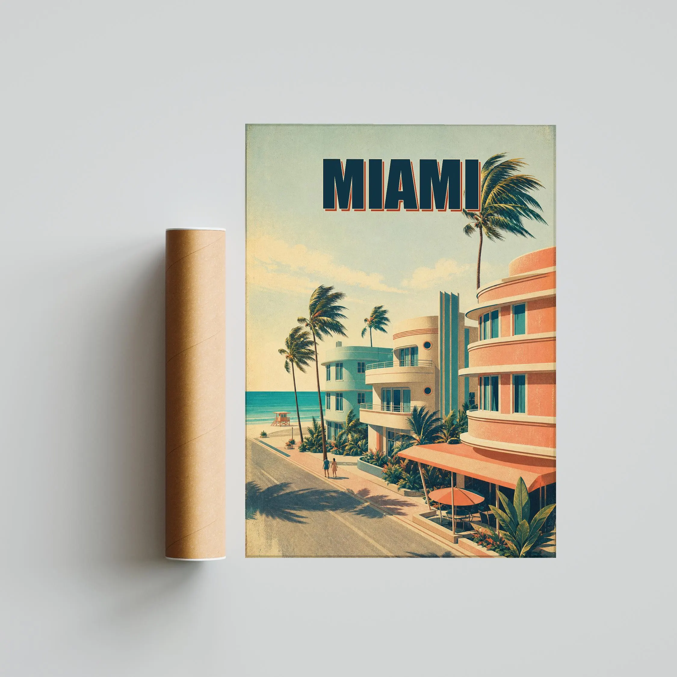 Miami Travel Poster Print, Vintage Skyline Wall Art, Bold Typography Poster, City Name Wall Decor, Housewarming Gift – Calm Wall Art by Artsify thumbnail 5