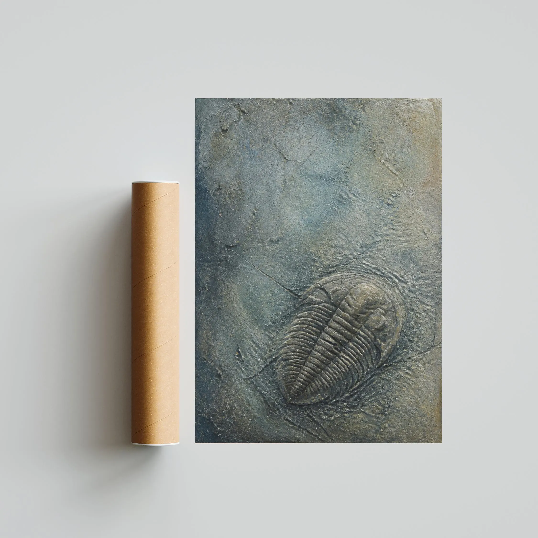 Trilobite Fossil Print, Blue Limestone Encaustic Wall Art, Mineral Relief Poster, Housewarming Gift – Calm Wall Art by Artsify thumbnail 5