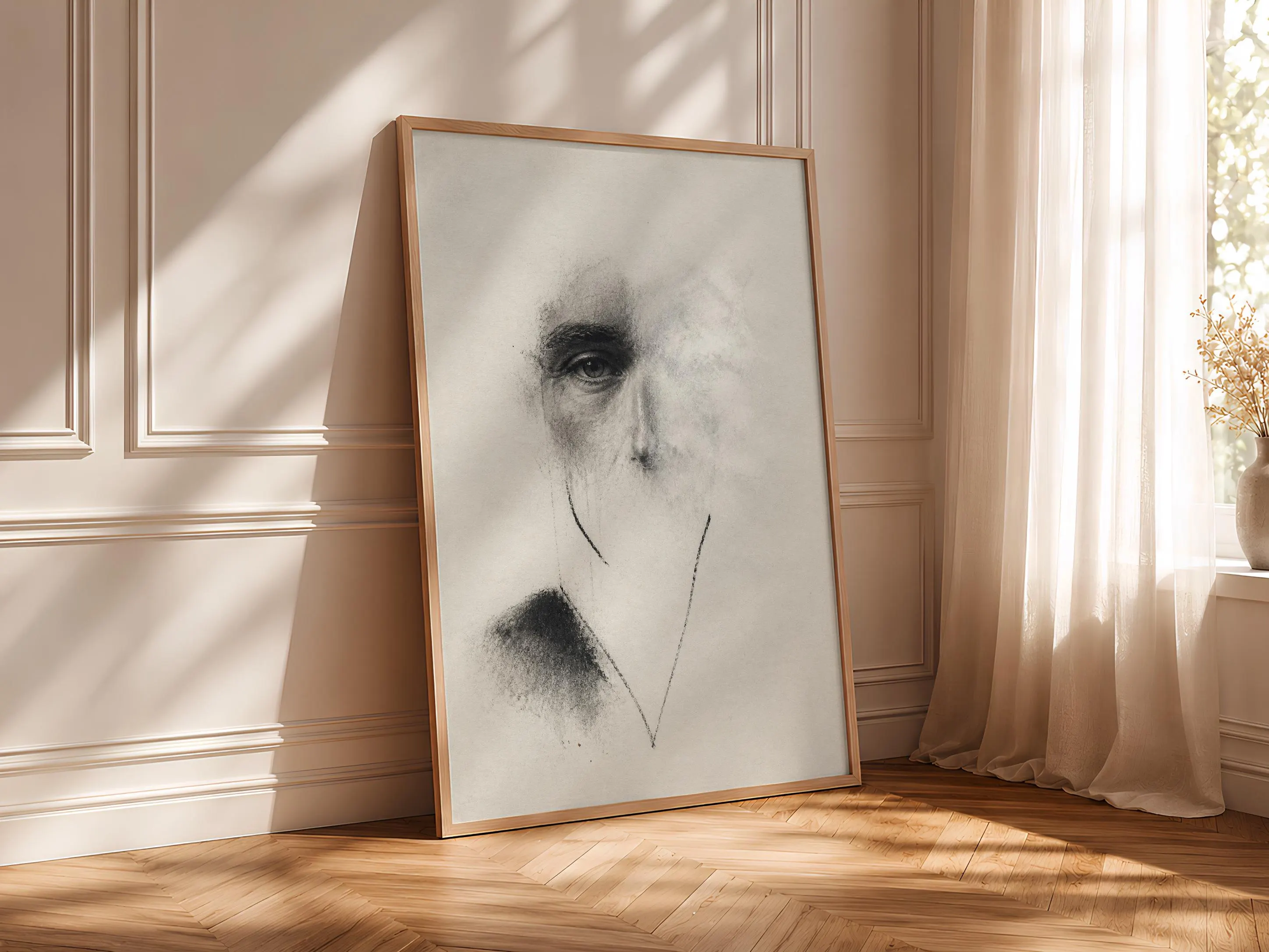 Minimalist Charcoal Portrait Print, Line Art Wall Art, Soft Grey Poster, Housewarming Gift – Calm Wall Art by Artsify thumbnail 4