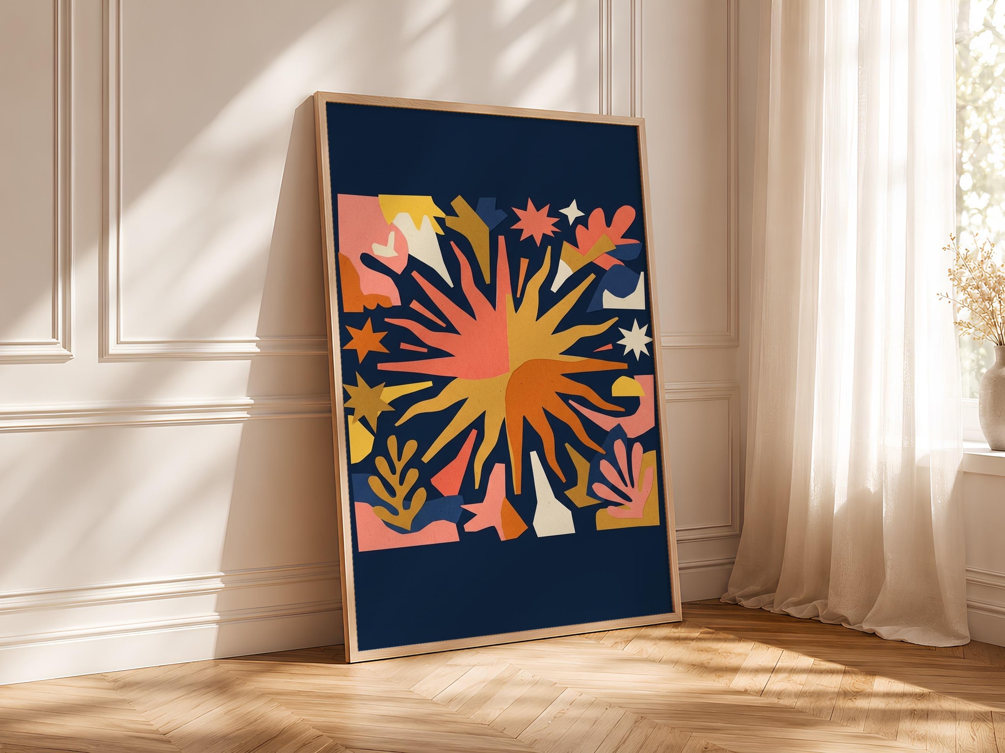 Matisse Style Wall Art, Sunburst Collage Poster, Exhibition Star Print, Home Office Decor, Housewarming Gift – Calm Wall Art by Artsify thumbnail 4