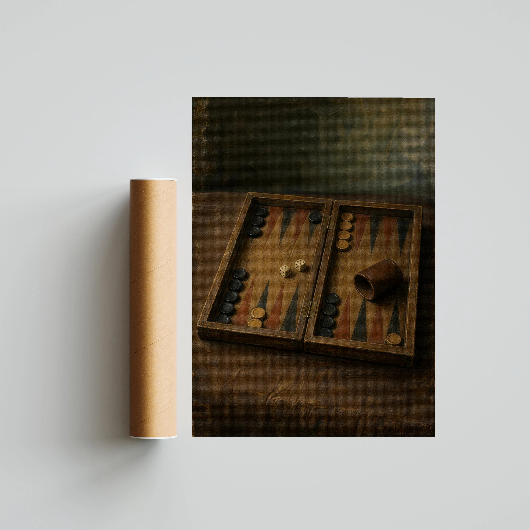 Backgammon Wall Art, Old World Tavern Still Life, Warm Wood Game Room Print – Calm Wall Art by Artsify thumbnail 5