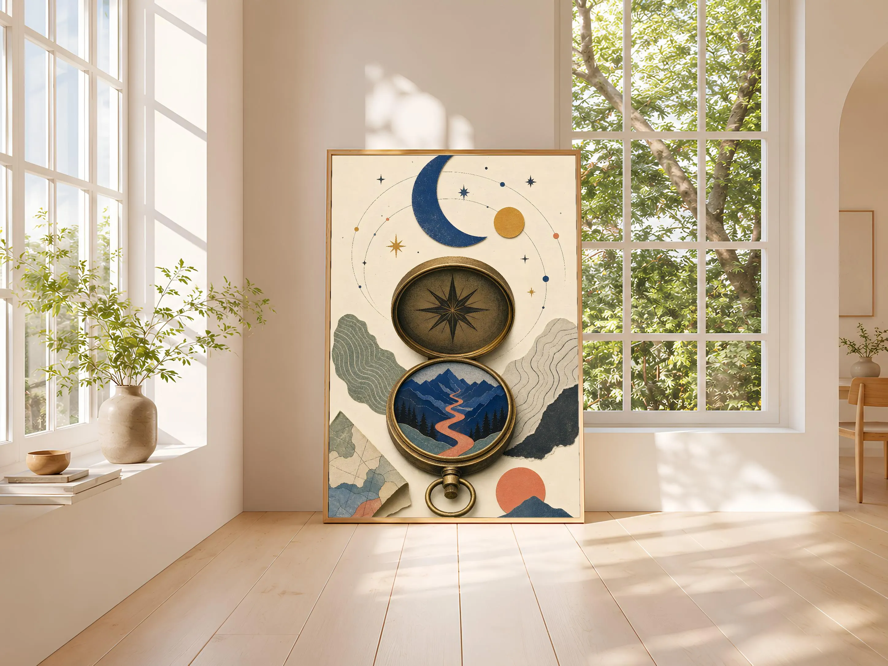 Vintage Compass Print, Celestial Travel Wall Art, Antique Map Poster, Adventure Lover Gift, Housewarming Gift – Calm Wall Art by Artsify thumbnail 3