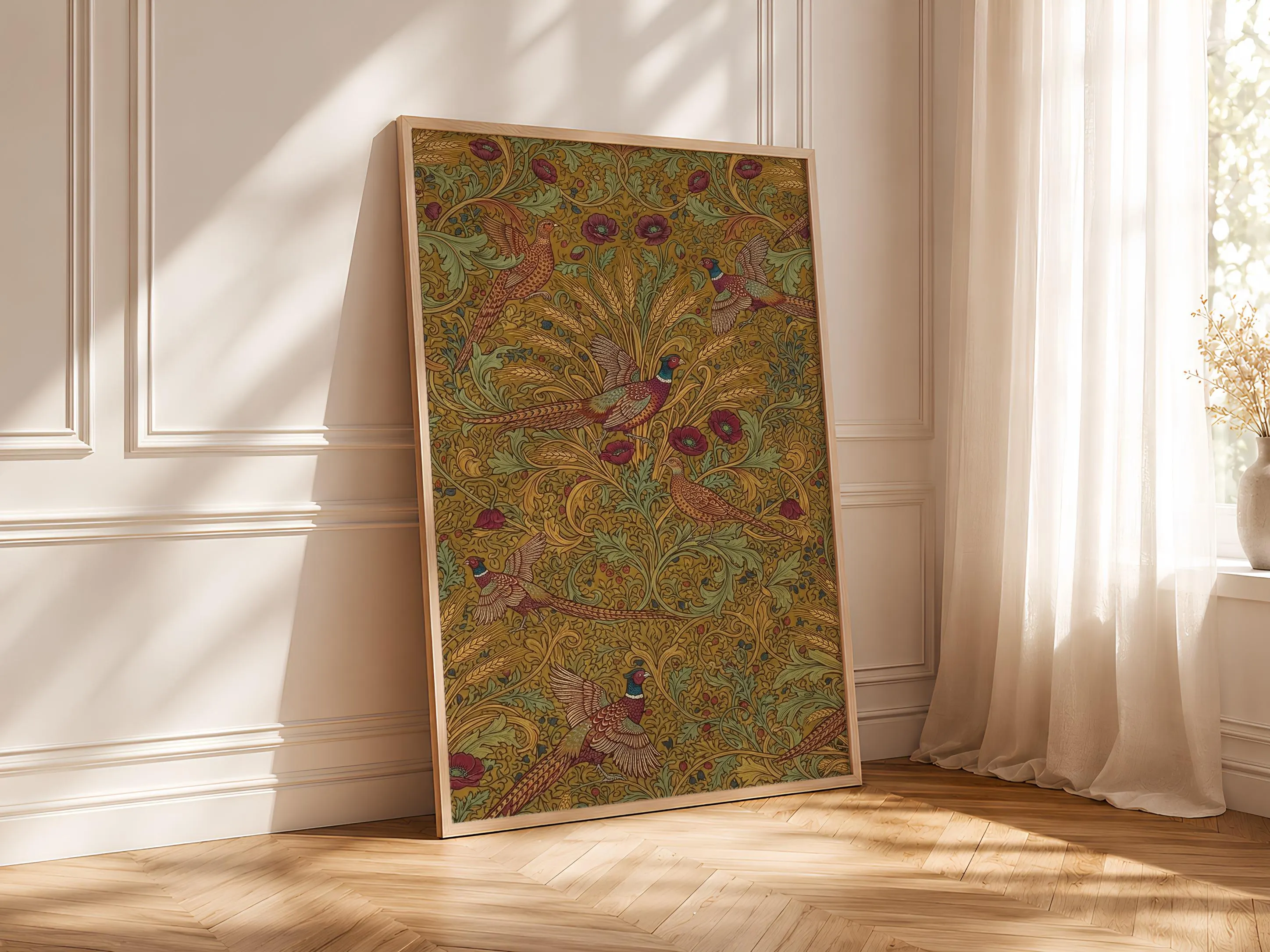 William Morris Style Print, Arts and Crafts Pheasant Poster, Wheat Field Wall Art, Office Decor, Housewarming Gift – Calm Wall Art by Artsify thumbnail 4