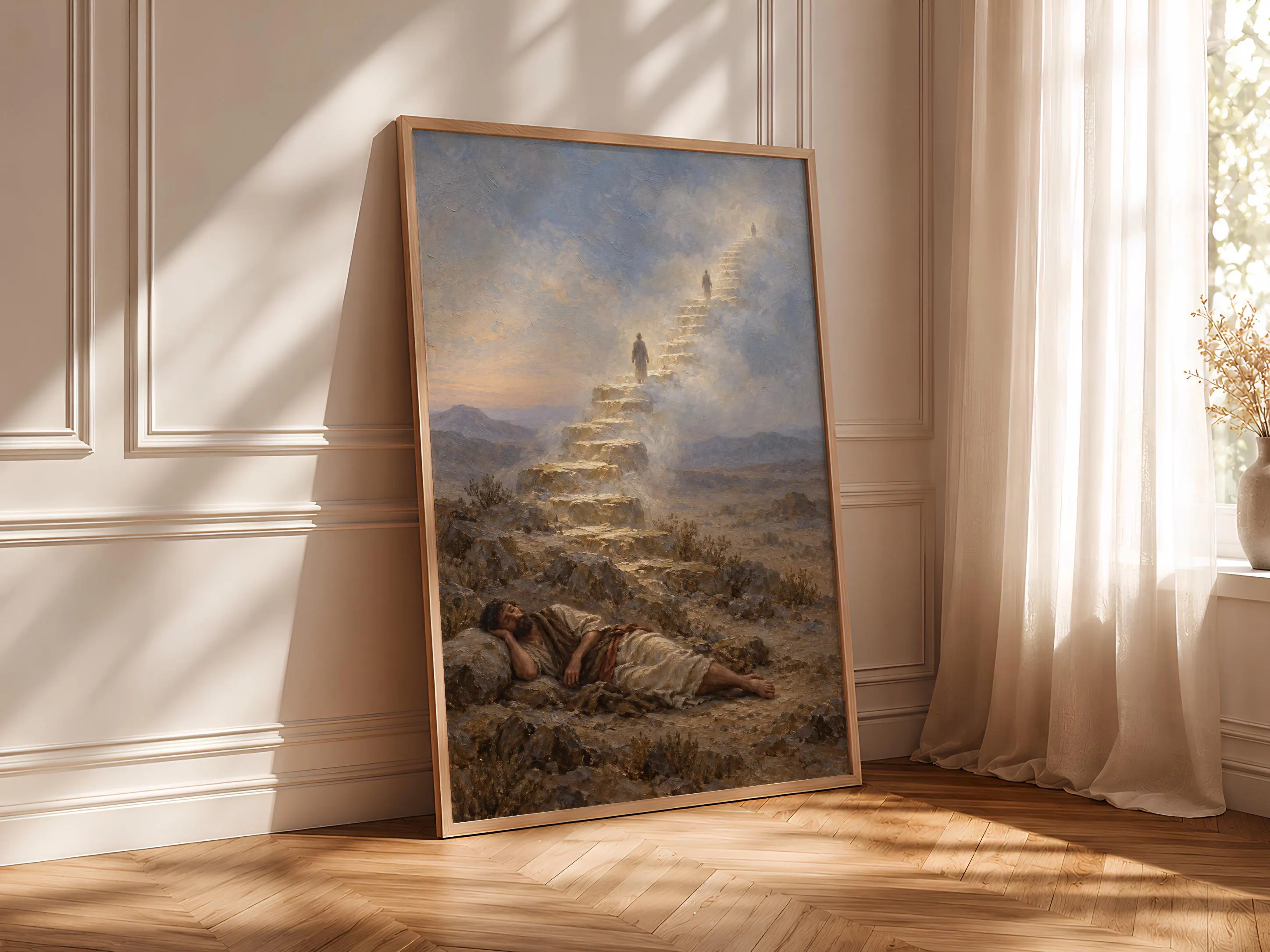 Jacob's Ladder Wall Art, Biblical Dream Oil Painting – Calm Wall Art by Artsify thumbnail 4