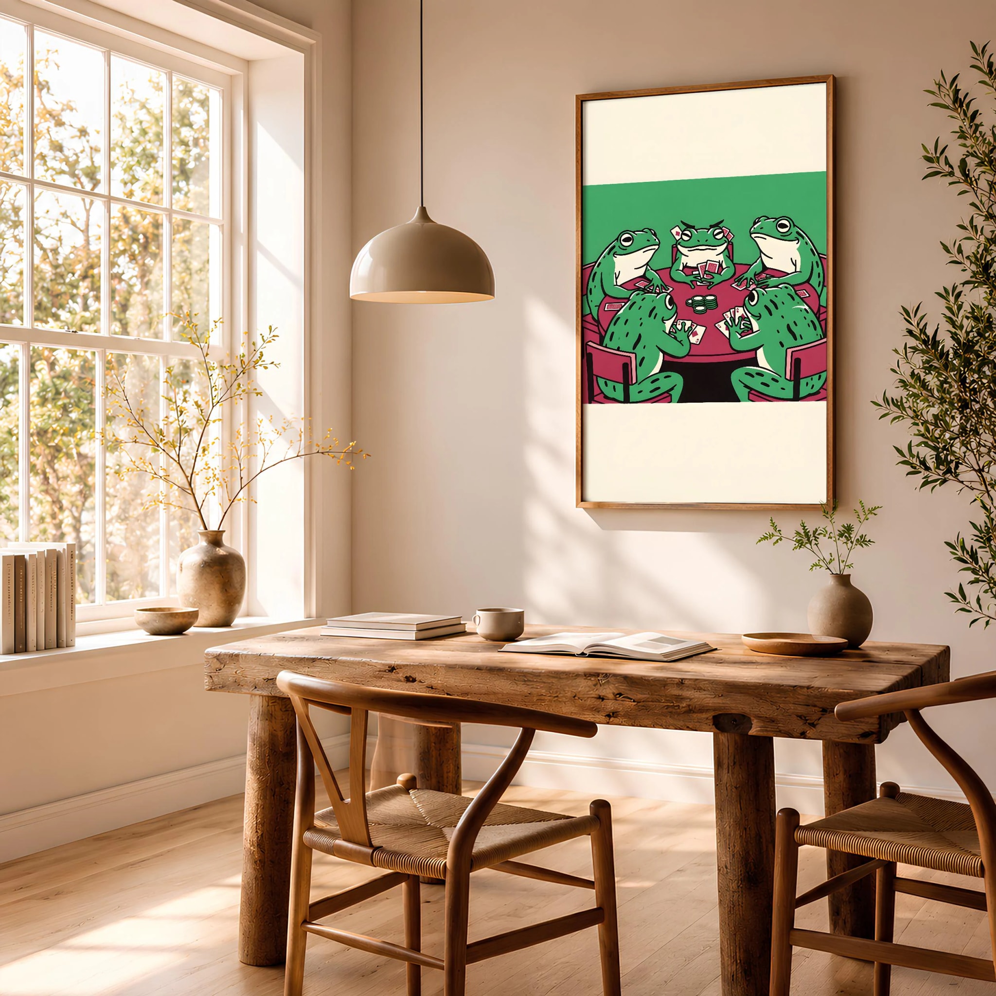 Frogs Playing Cards Art Print, Funny Animal Poster, Retro Game Room Wall Art, Quirky Home Bar Decor, Housewarming Gift – Calm Wall Art by Artsify thumbnail 2