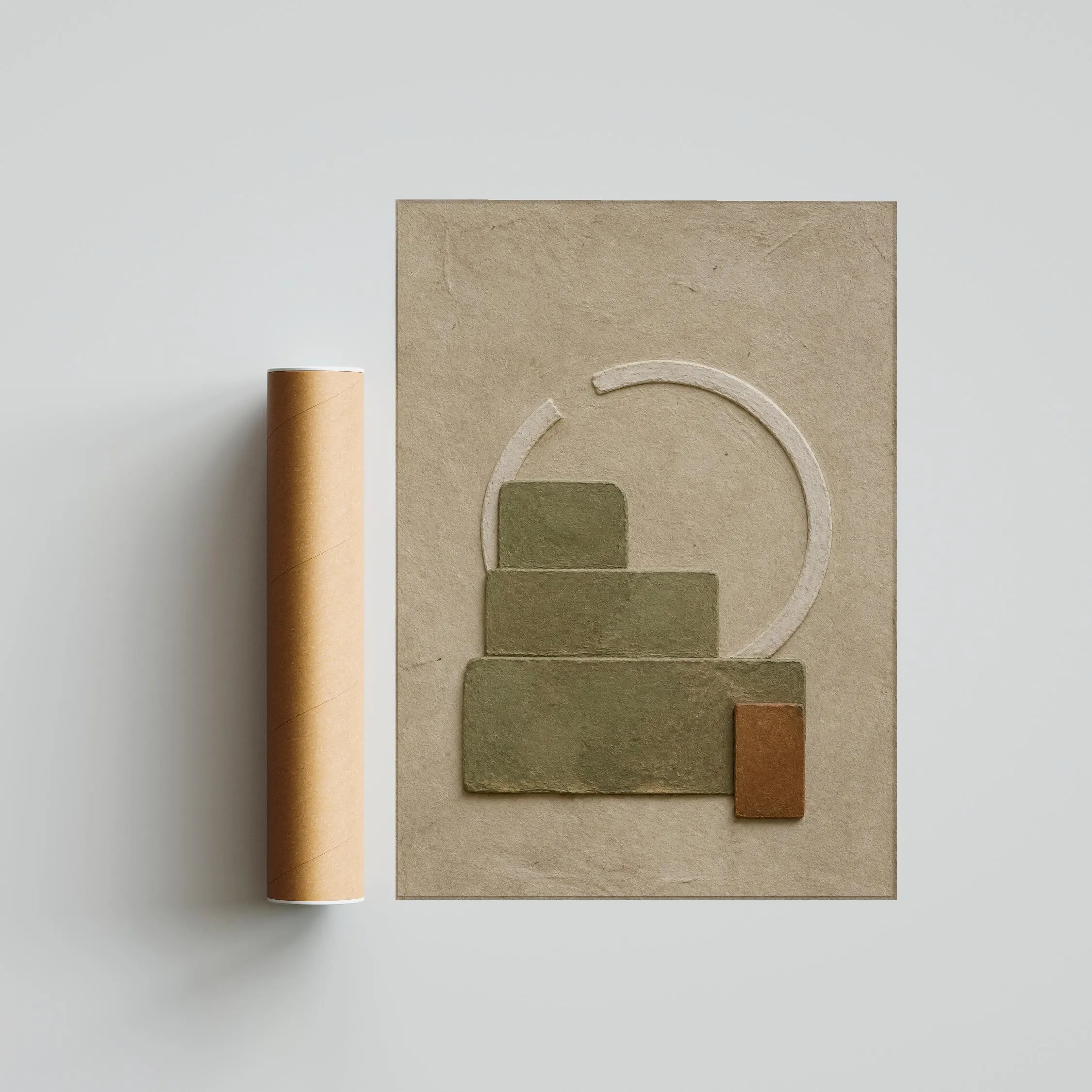 Olive Green Geometric Wall Art, Neutral Textured Minimalist Print, Japandi Relief Poster, Housewarming Gift – Calm Wall Art by Artsify thumbnail 5