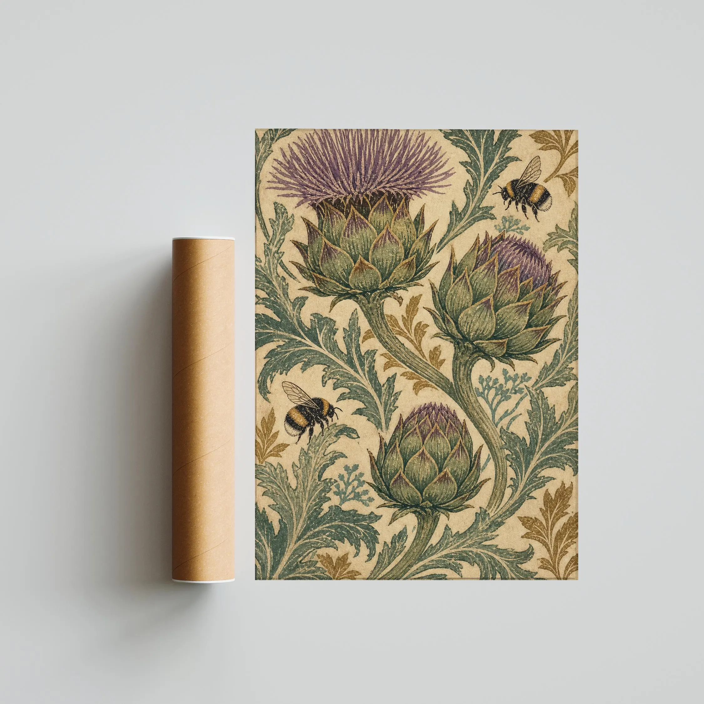 Arts and Crafts Botanical Print, William Morris Style Wall Art, Bumblebee Garden Poster, Vintage Floral Decor, Housewarming Gift – Calm Wall Art by Artsify thumbnail 5