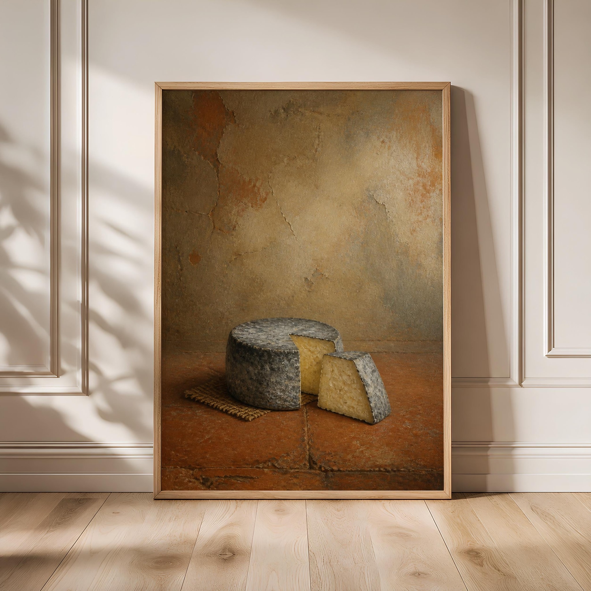Goat Cheese Wall Art, Rustic Farmhouse Still Life, Warm Terracotta Kitchen Print – Calm Wall Art by Artsify