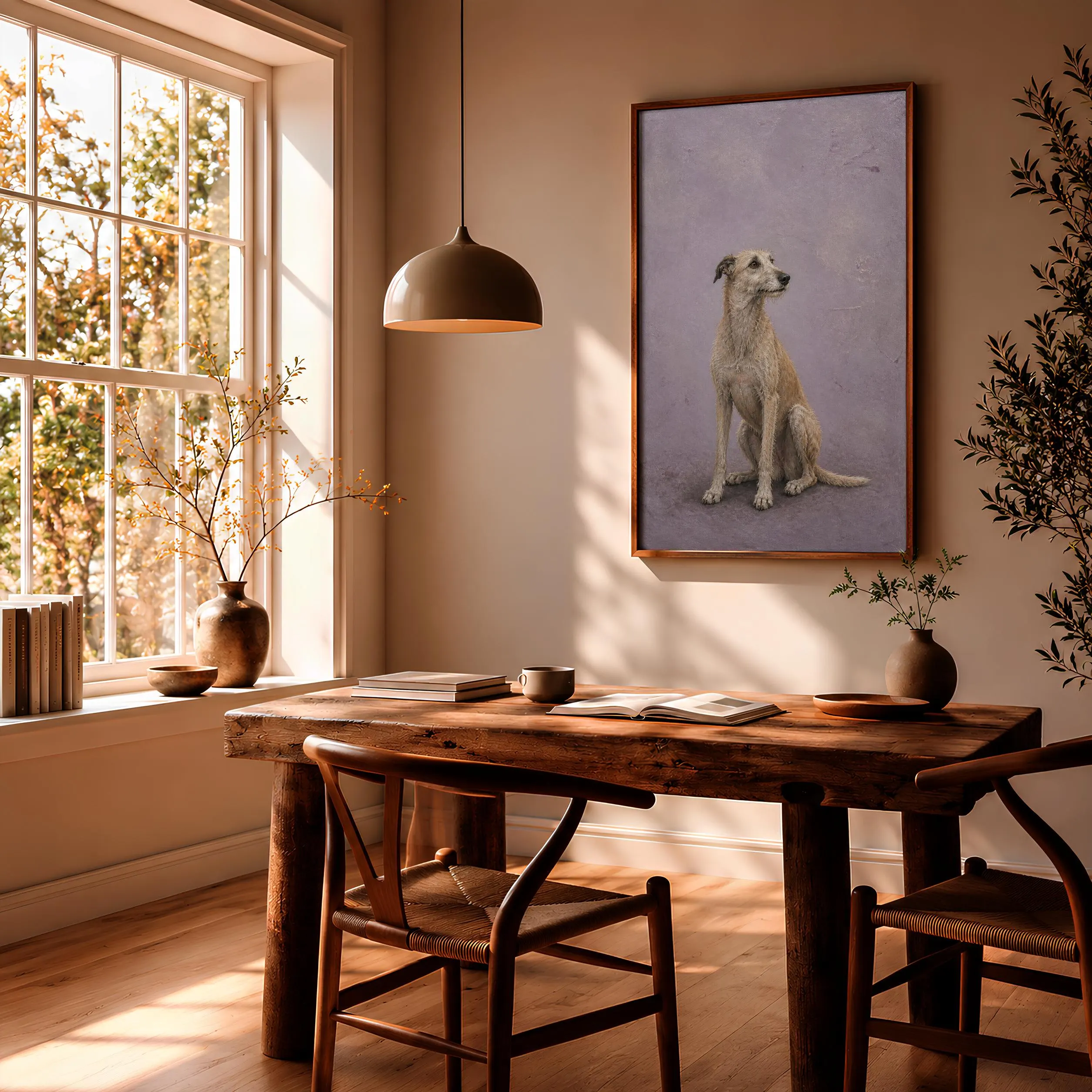 Lurcher Wall Art, Lilac Encaustic Dog Painting, Vintage Sighthound Print, Housewarming Gift – Calm Wall Art by Artsify thumbnail 2