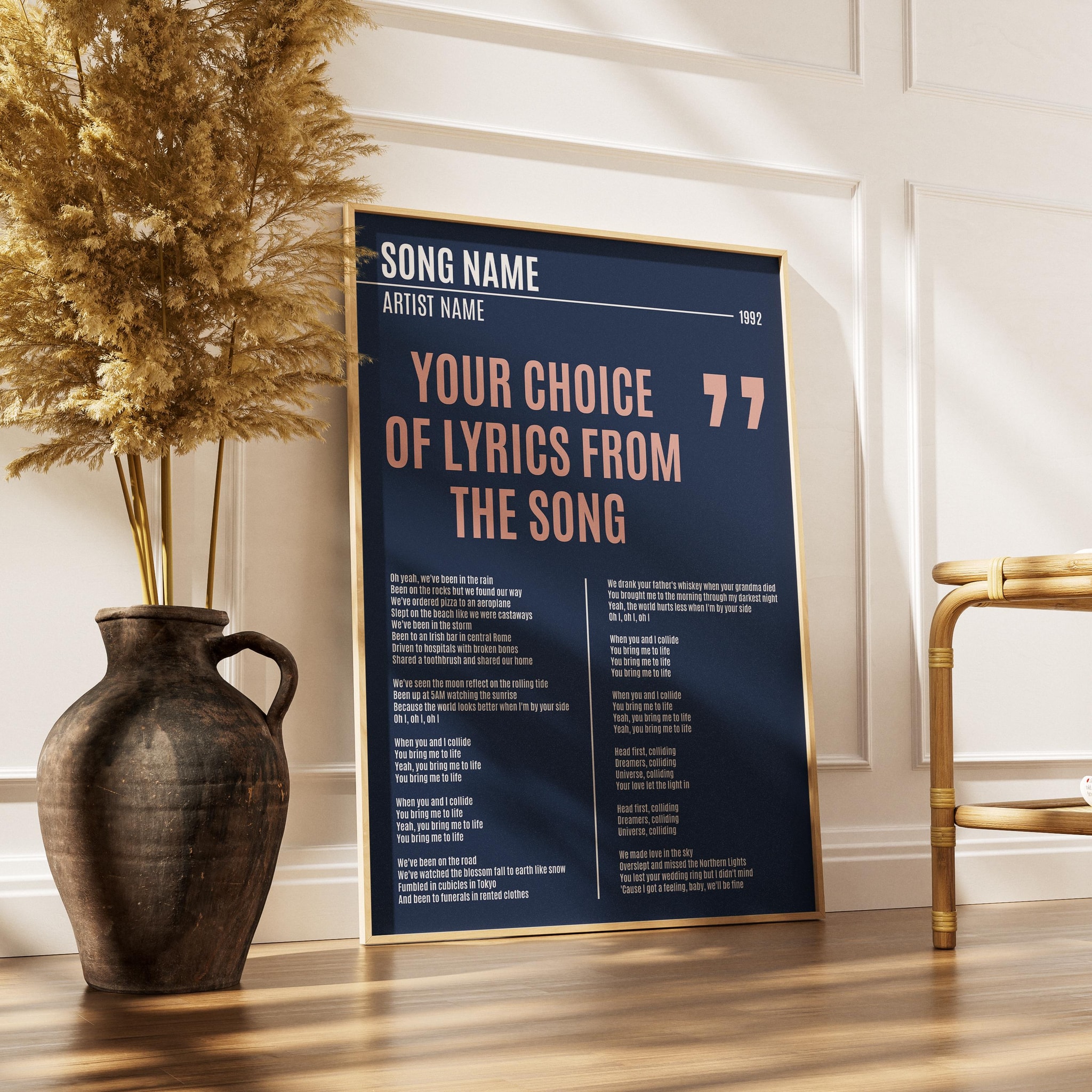 Custom Vinyl Lyrics Print, Personalised Music Poster, Customizable Music Gift, Anniversary Gift, Wedding Song Dance, Valentine's Gift – Calm Wall Art by Artsify thumbnail 3