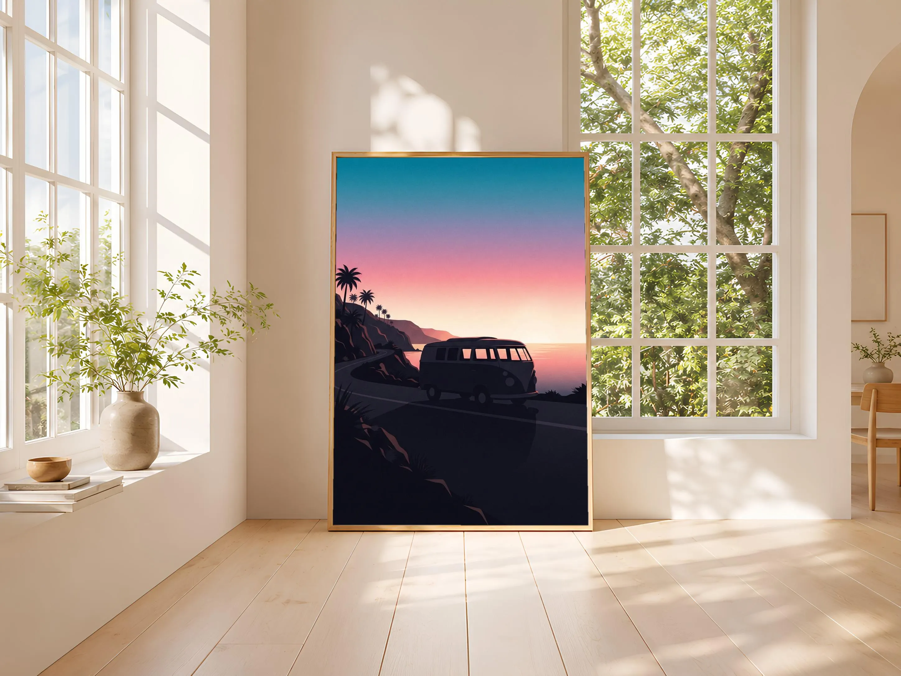 Retro Camper Van Print, Coastal Highway Poster, Turquoise Wall Art, Vanlife Decor, Housewarming Gift – Calm Wall Art by Artsify thumbnail 3