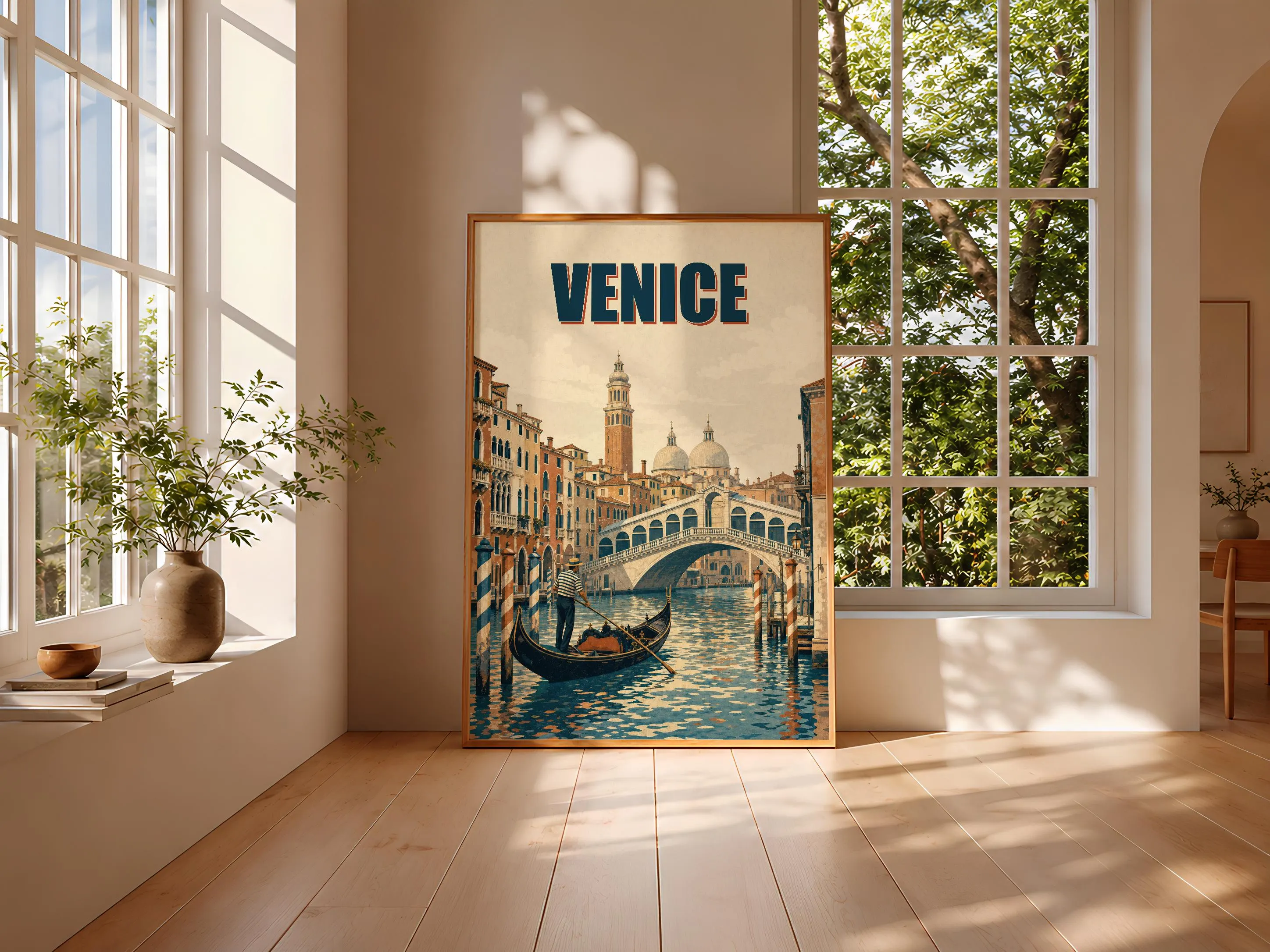 Venice Travel Poster Print, Vintage Skyline Wall Art, Bold Typography Poster, City Name Wall Decor, Housewarming Gift – Calm Wall Art by Artsify thumbnail 3