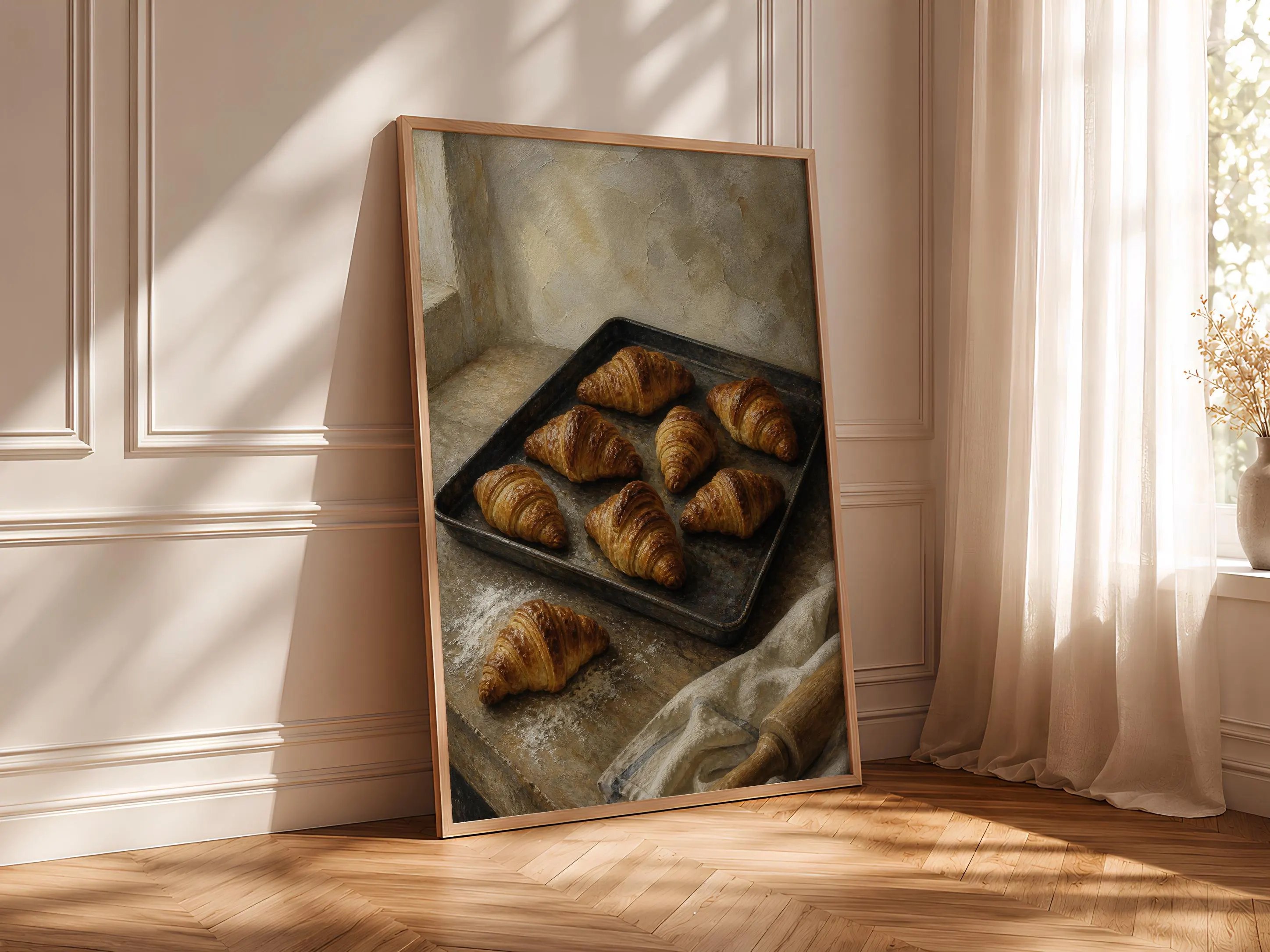 Croissant Painting Print, Retro French Bakery Wall Art, Morning Pastry Poster, Rustic Kitchen Decor, Housewarming Gift – Calm Wall Art by Artsify thumbnail 4
