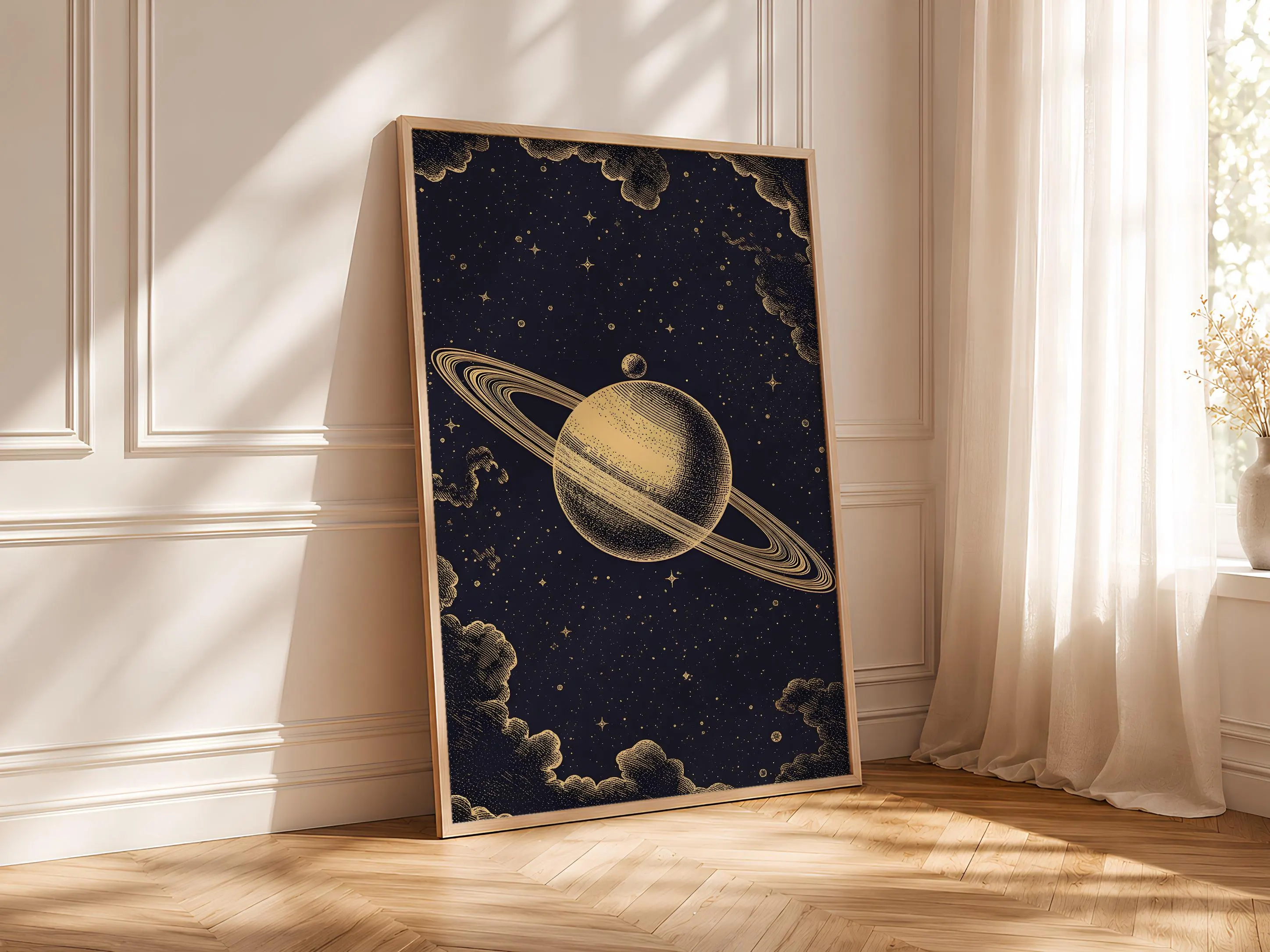 Vintage Saturn Print, Antique Astronomy Engraving Poster, Celestial Wall Art, Antique Study Decor, Housewarming Gift – Calm Wall Art by Artsify thumbnail 4