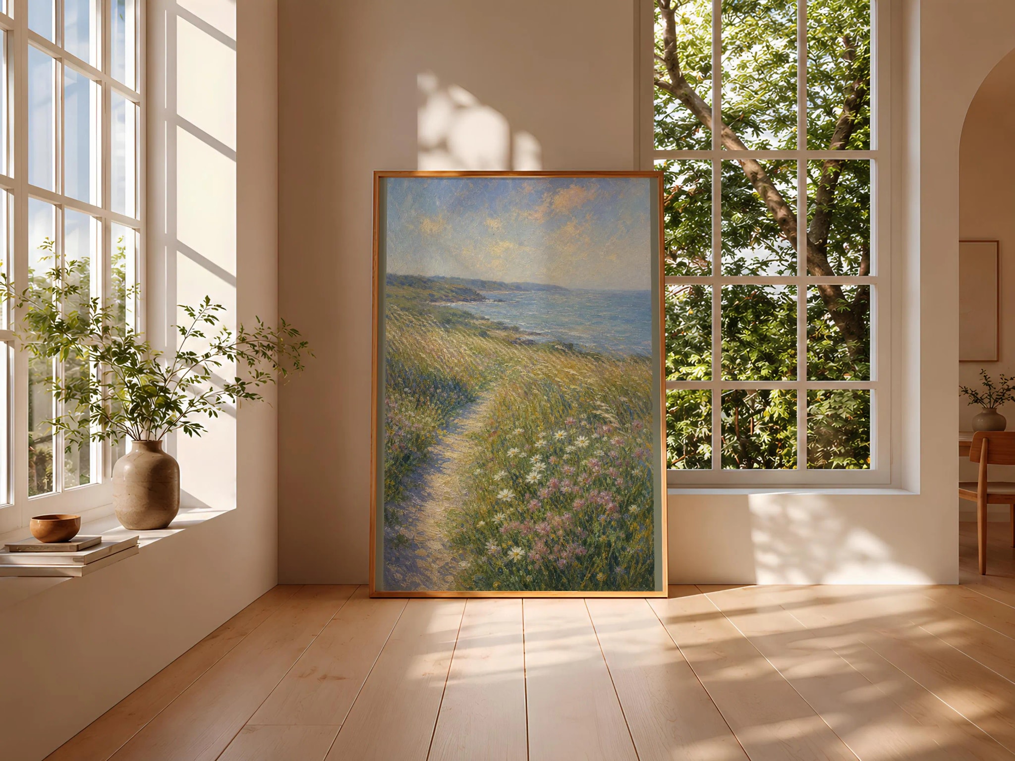 Monet Style Coastal Print, Impressionist Seascape Wall Art, Summer Meadow Poster, Seaside Wall Decor, Housewarming Gift – Calm Wall Art by Artsify thumbnail 3