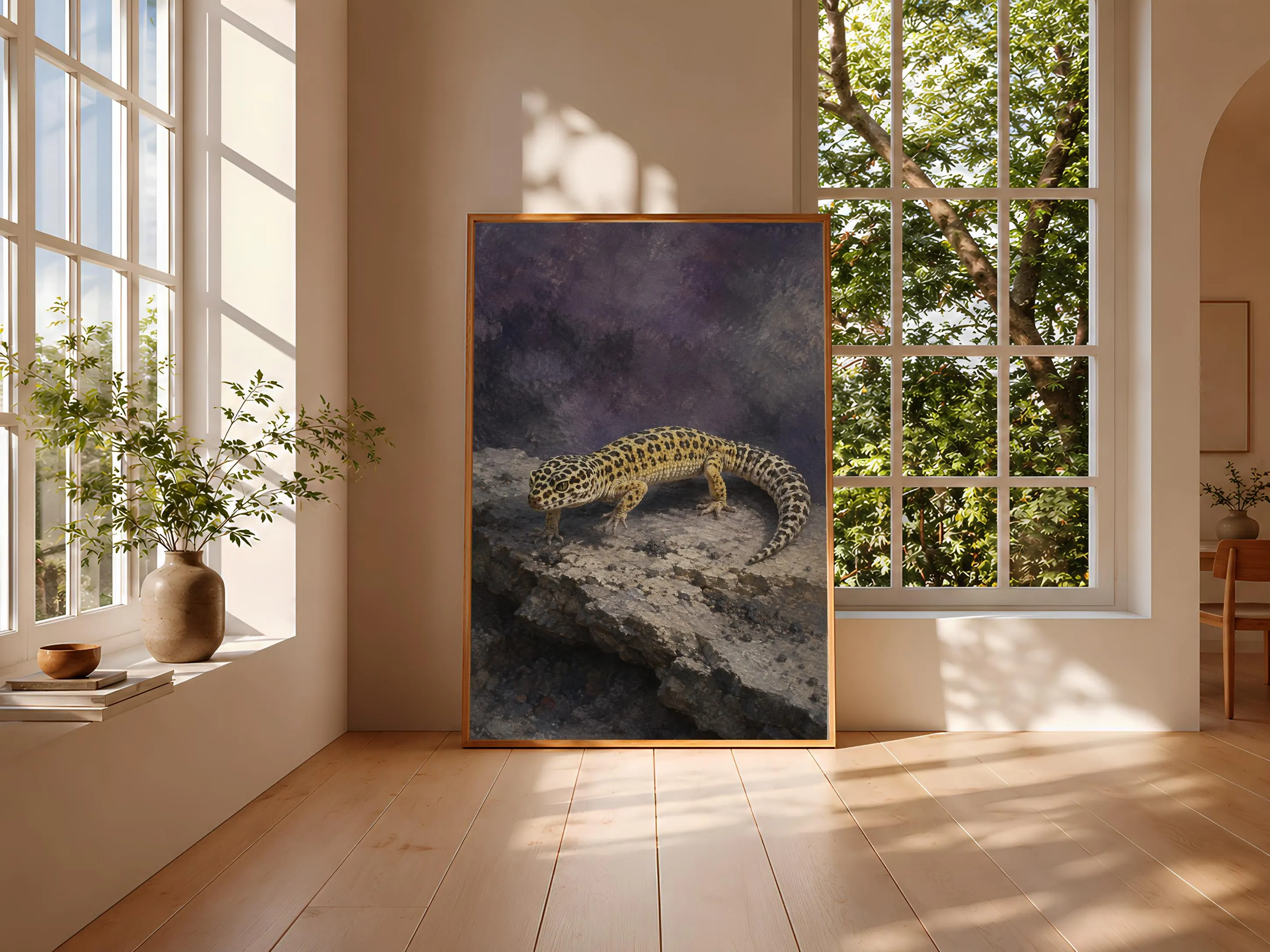 Leopard Gecko Wall Art, Crepuscular Stalking Reptile Casein Print – Calm Wall Art by Artsify thumbnail 3