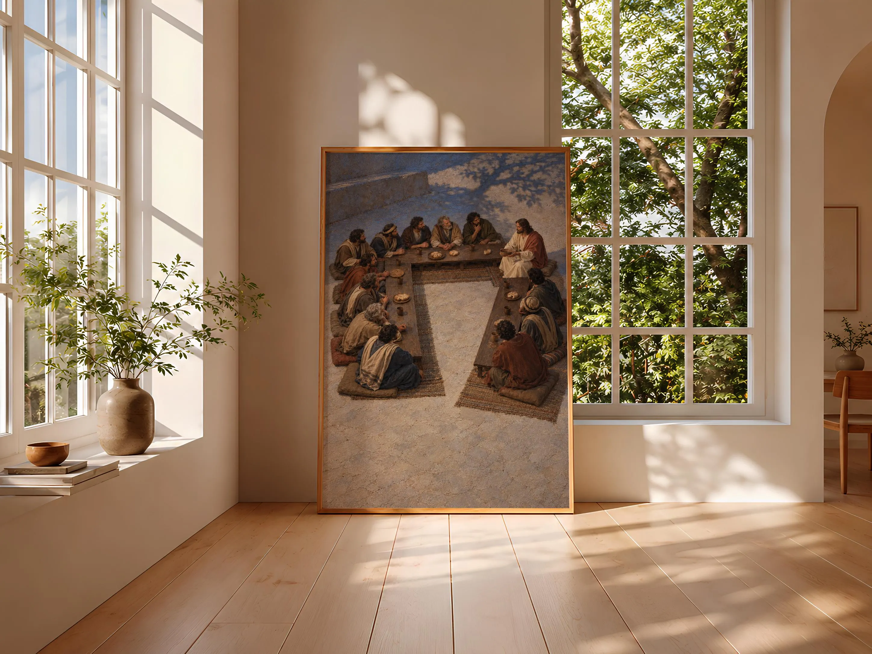 Modern Last Supper Wall Art, Blue Christian Painting, Prayer Room Decor – Calm Wall Art by Artsify thumbnail 3