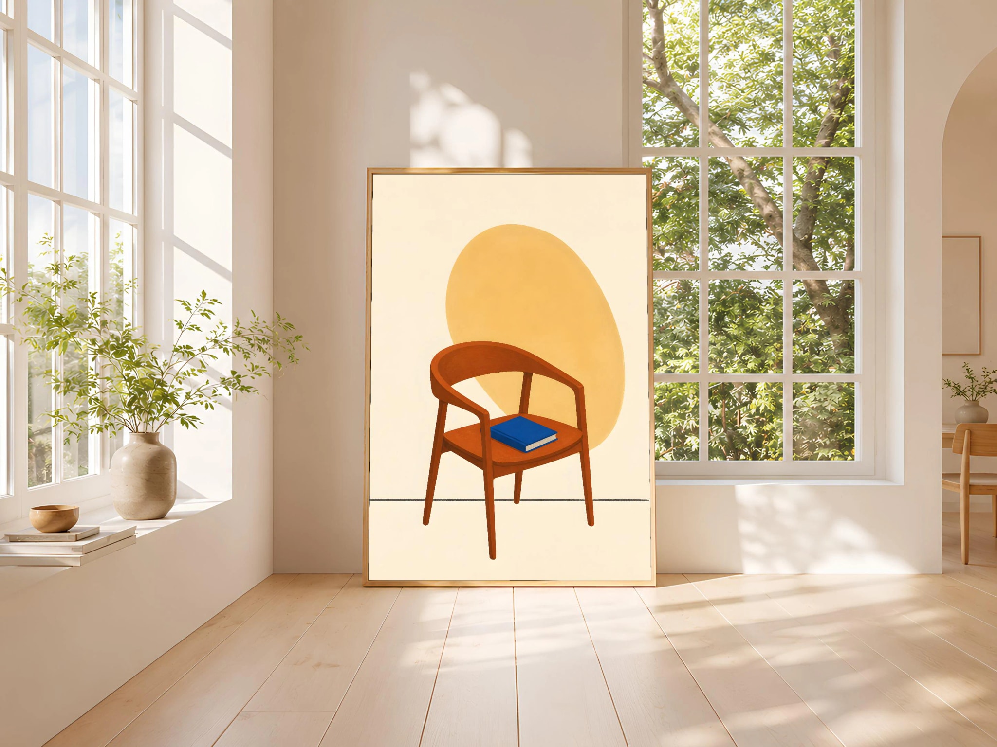 Mid Century Chair Print, Minimalist Reading Wall Art, Book Lover Poster, Cozy Living Room Decor, Housewarming Gift – Calm Wall Art by Artsify thumbnail 3