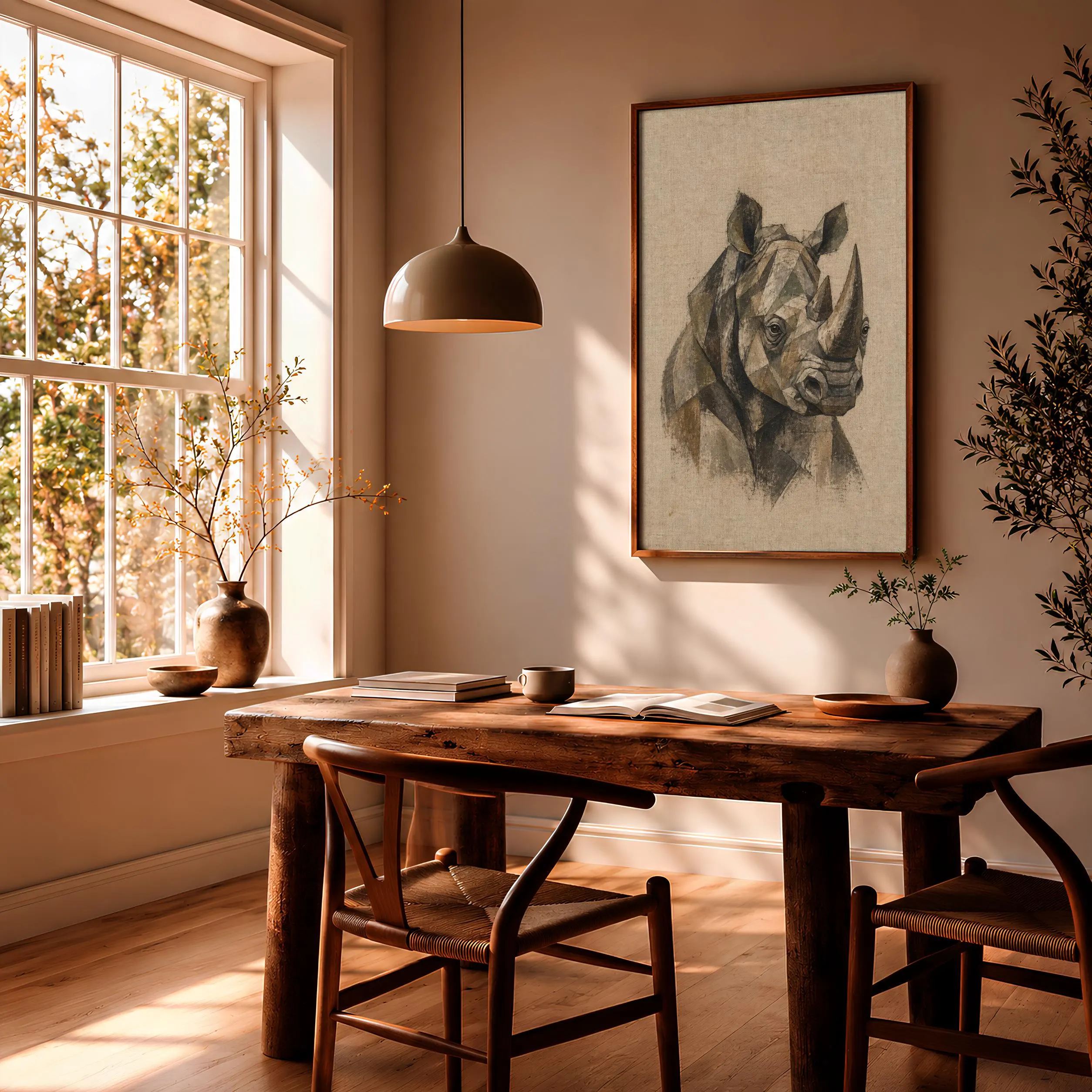 Cubist Rhino Wall Art, Abstract Geometric Wildlife Portrait, Modern Safari Decor – Calm Wall Art by Artsify thumbnail 2