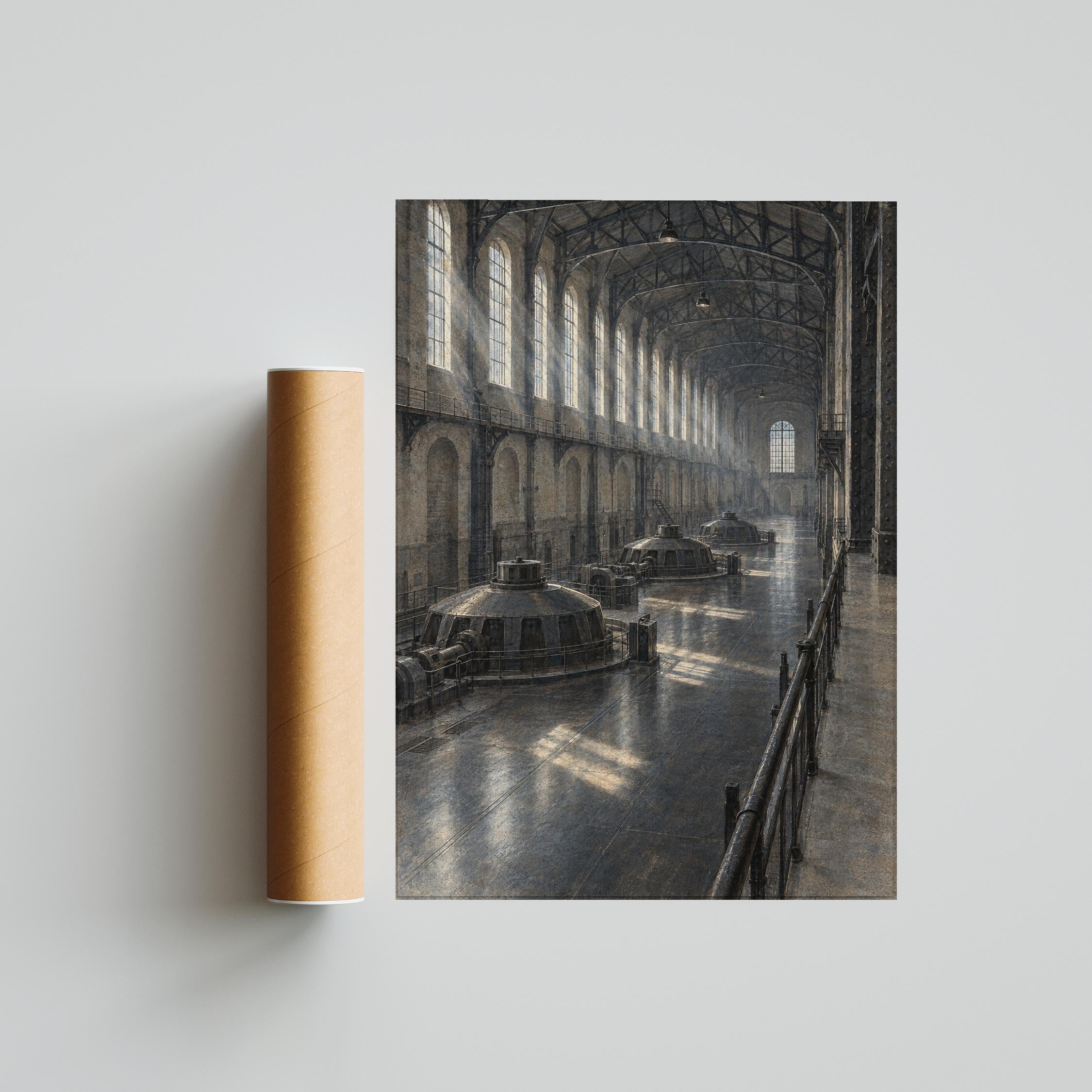 Turbine Hall Wall Art, Historic Industrial Interior Painting – Calm Wall Art by Artsify thumbnail 5