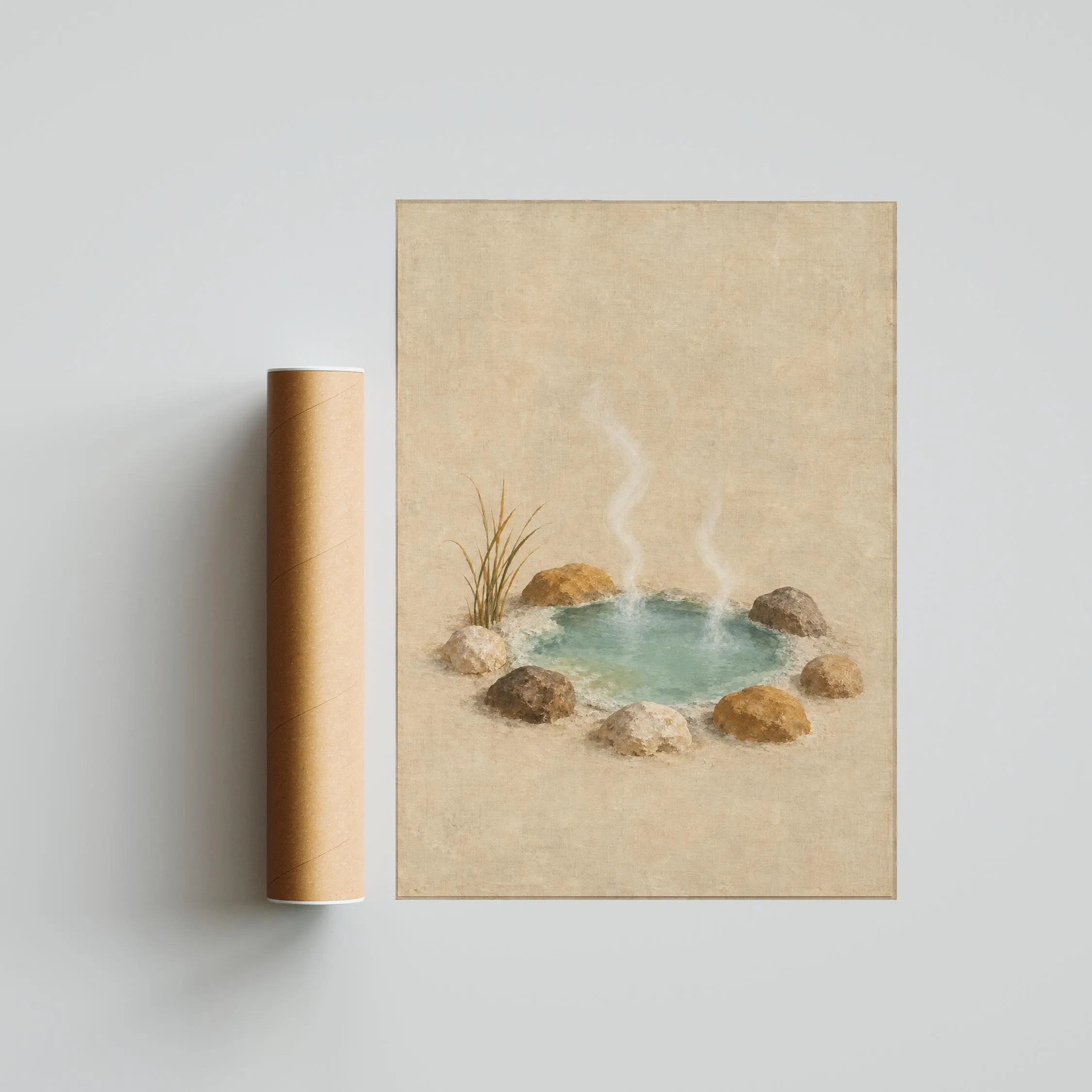 Mineral Spring Wall Art, Warm Wabi Sabi Japandi Landscape Painting – Calm Wall Art by Artsify thumbnail 5