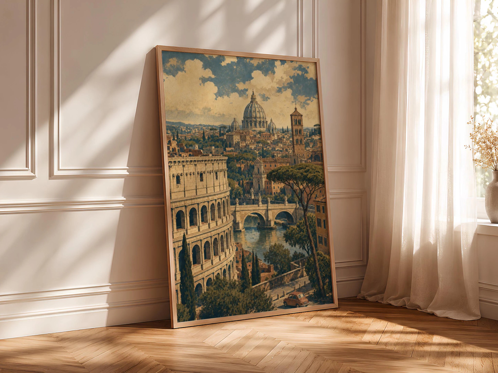 Rome Skyline Painting Print, Colosseum Wall Art, Vintage Cityscape Poster, Italian Travel Decor, Housewarming Gift – Calm Wall Art by Artsify thumbnail 4