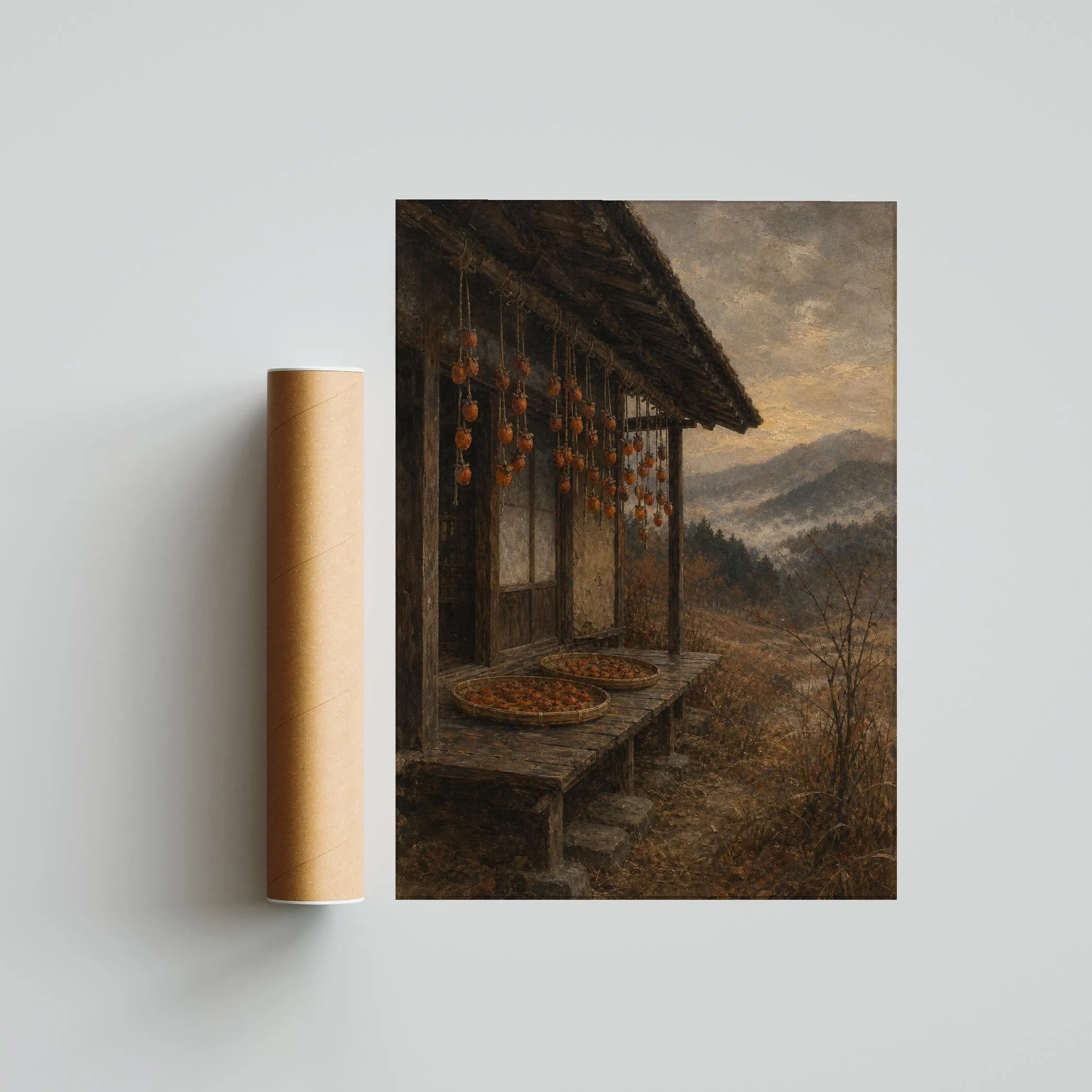 Japanese Persimmon Veranda Print, Autumn Wall Art, Vintage Farmhouse Poster, Japandi Kitchen Decor, Housewarming Gift – Calm Wall Art by Artsify thumbnail 5