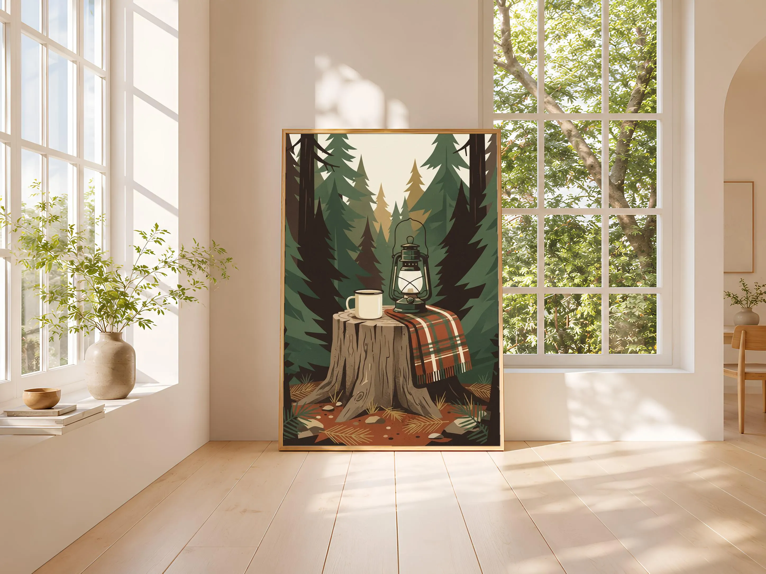 Vintage Camping Still Life Print, Retro Lantern Poster, Cabincore Wall Art, Entryway Decor, Housewarming Gift – Calm Wall Art by Artsify thumbnail 3