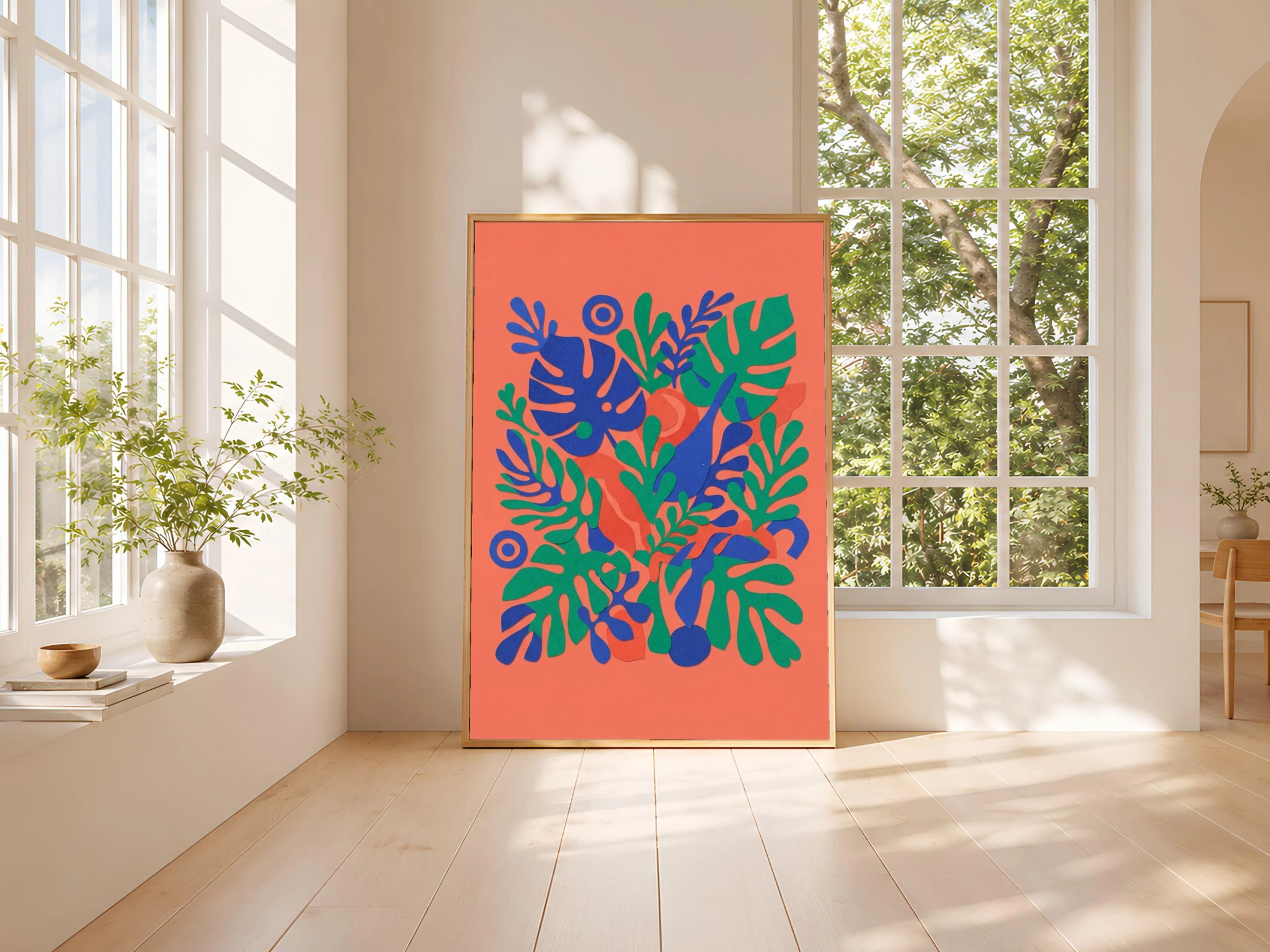 Matisse Style Wall Art, Cut Paper Collage Poster, Botanical Leaf Print, Living Room Decor, Housewarming Gift – Calm Wall Art by Artsify thumbnail 3