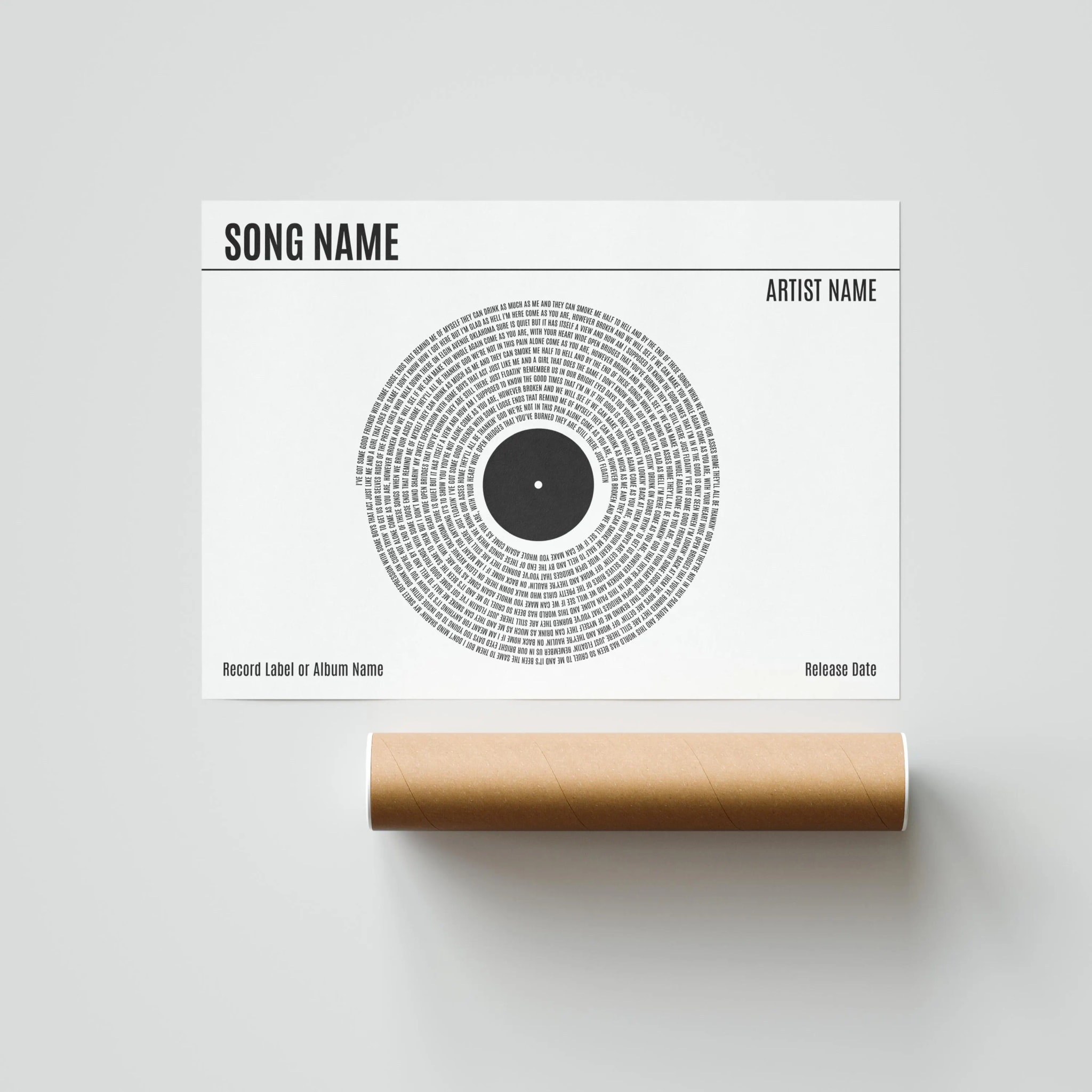 Custom Vinyl Lyrics Print, Personalised Music Poster, Customizable Music Gift, Anniversary Gift, Wedding Song Dance, Valentine's Gift – Calm Wall Art by Artsify thumbnail 4