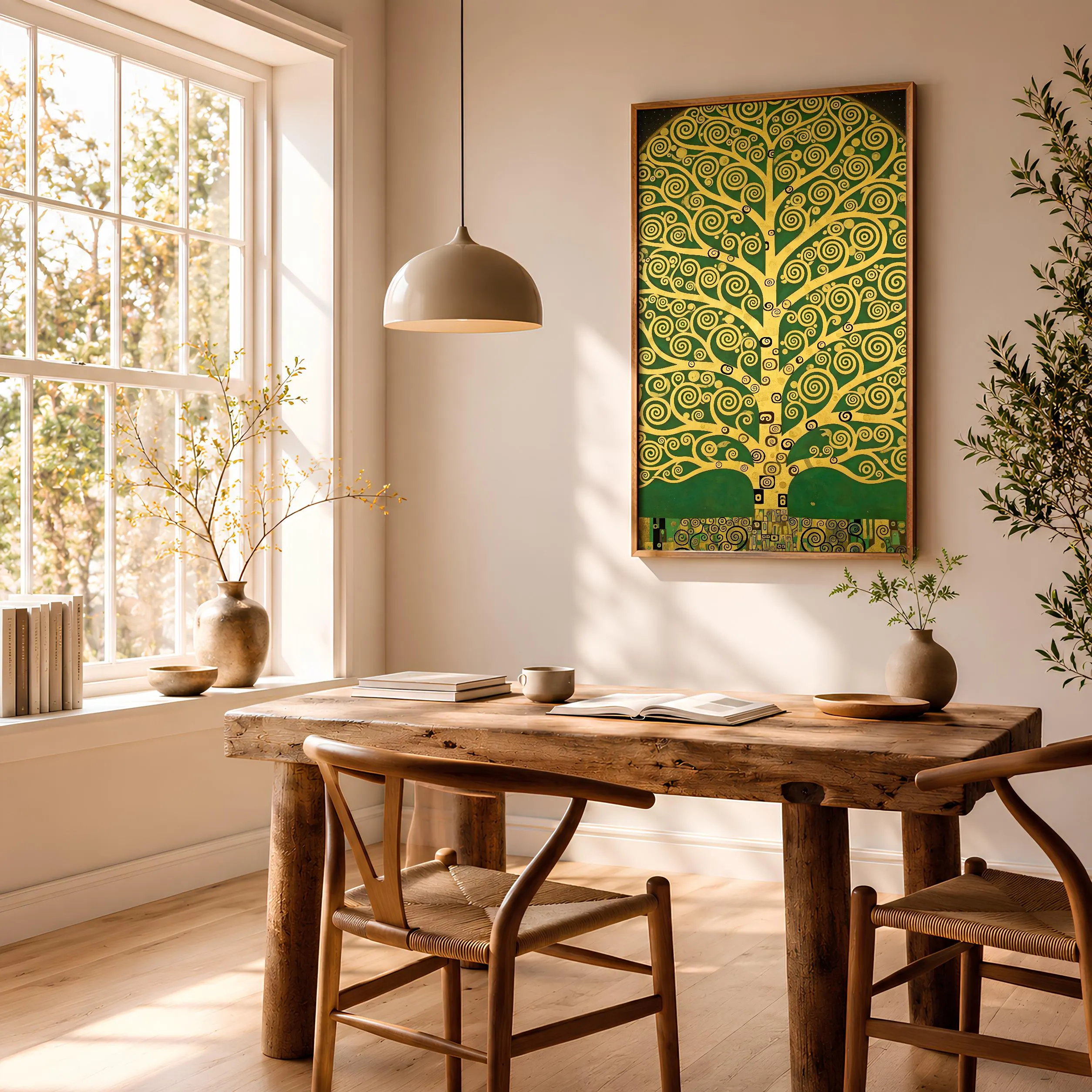 Klimt Style Tree Print, Symbolist Gold Ornamental Poster, Emerald Wall Art, Living Room Decor, Housewarming Gift – Calm Wall Art by Artsify thumbnail 2