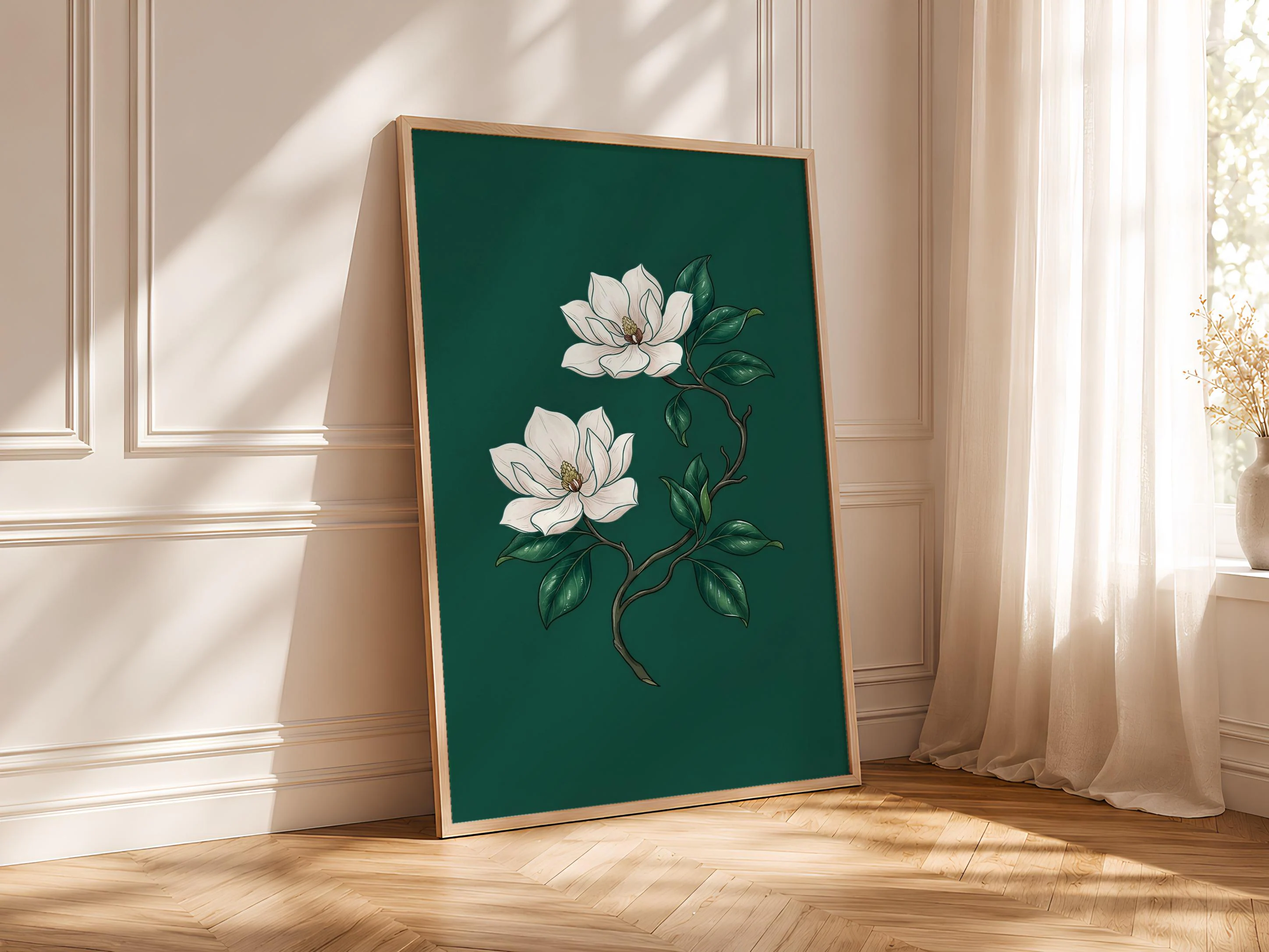 William Morris Magnolia Print, Arts and Crafts Botanical Line Art, Minimal Flower Poster, Dining Room Decor, Housewarming Gift – Calm Wall Art by Artsify thumbnail 4