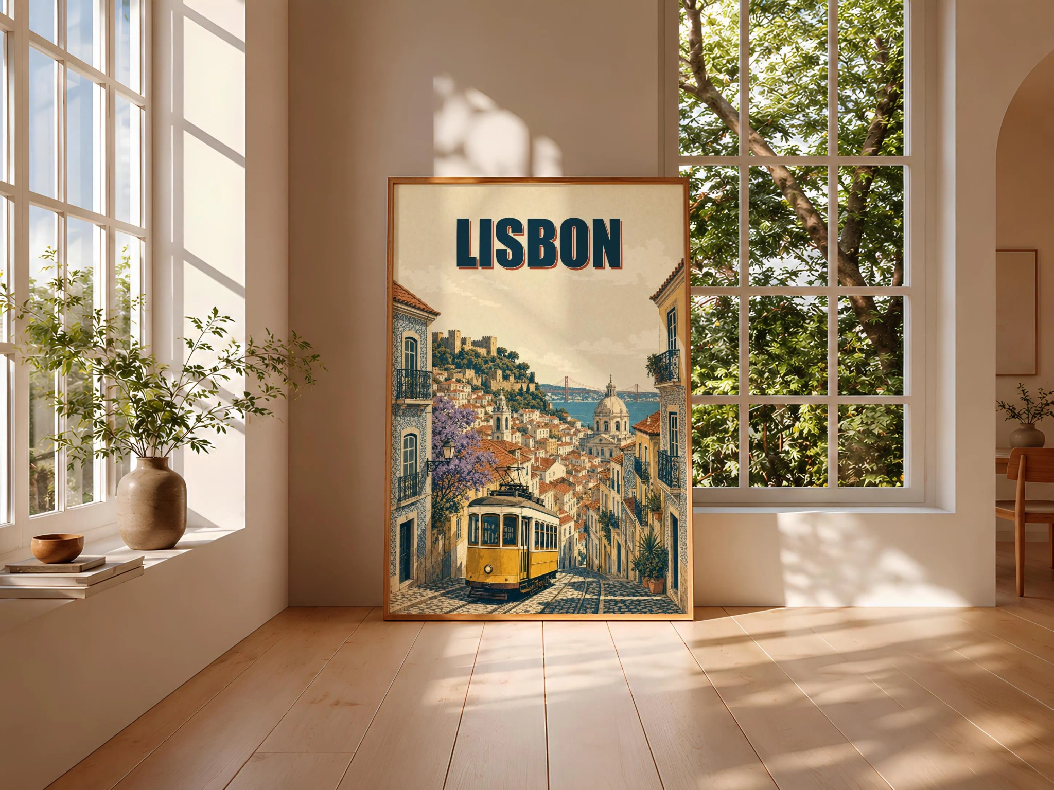 Lisbon Travel Poster Print, Vintage Skyline Wall Art, Bold Typography Poster, City Name Wall Decor, Housewarming Gift – Calm Wall Art by Artsify thumbnail 3