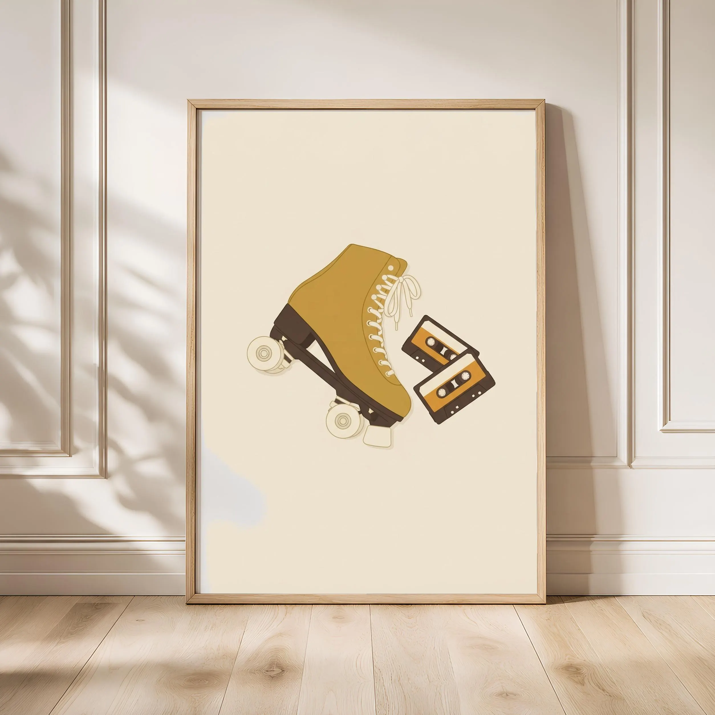 Retro Roller Skate Print, 70s Japandi Poster, Mustard Wall Art, Skater Gift, Housewarming Gift – Calm Wall Art by Artsify