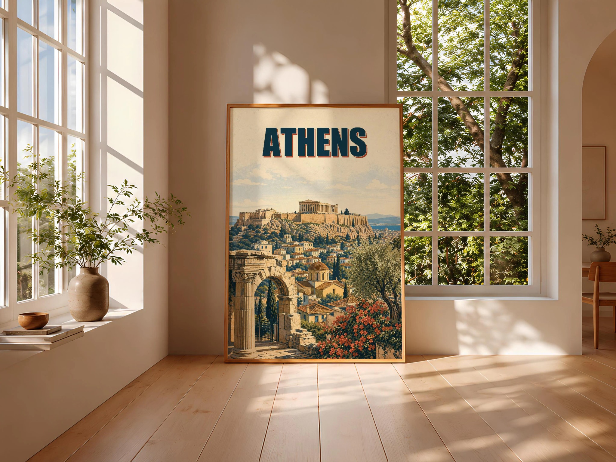 Athens Travel Poster Print, Vintage Skyline Wall Art, Bold Typography Poster, City Name Wall Decor, Housewarming Gift – Calm Wall Art by Artsify thumbnail 3