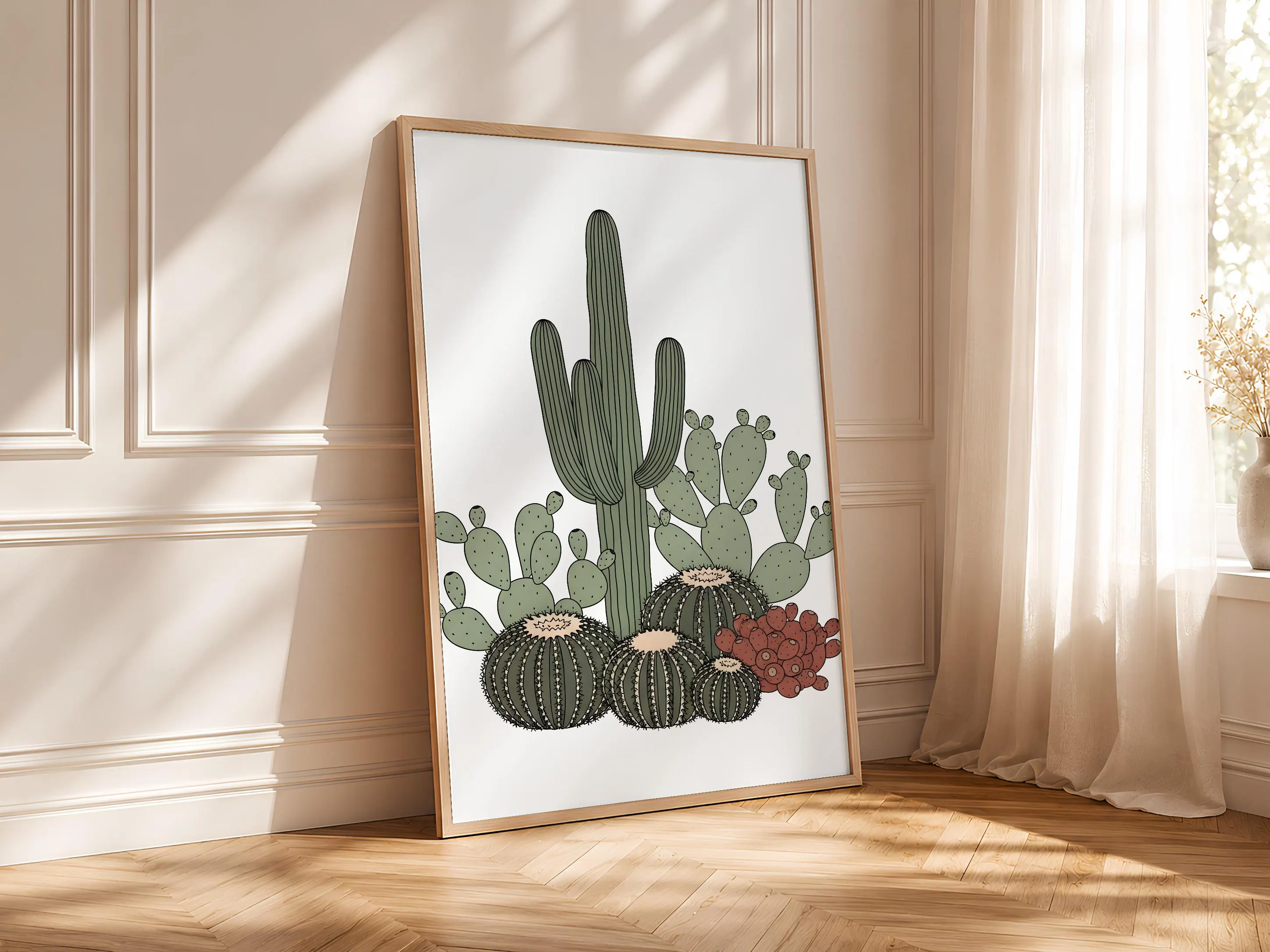 Desert Cactus Garden Print, Botanical Southwestern Poster, Boho Plant Wall Art, Living Room Decor, Housewarming Gift – Calm Wall Art by Artsify thumbnail 4