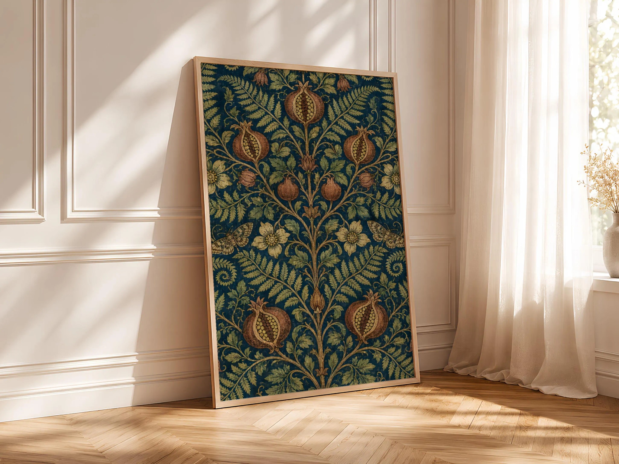 Pomegranate Botanical Print, Arts and Crafts Wall Art, William Morris Style Pattern Poster, Vintage Textile Decor, Housewarming Gift – Calm Wall Art by Artsify thumbnail 4