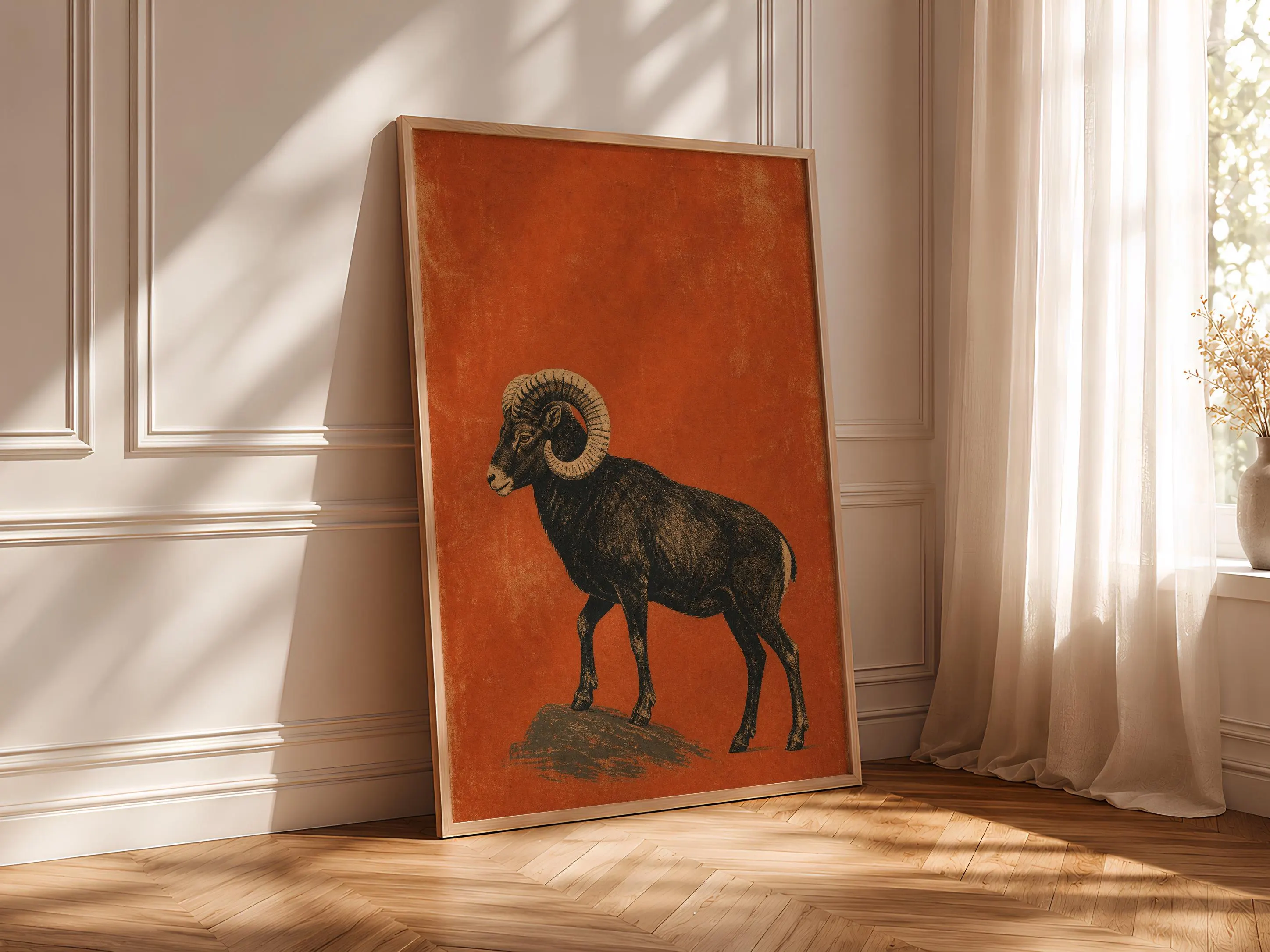 Vintage Ram Poster Print, Mountain Sheep Wall Art, Terracotta Animal Decor, Mid Century Lodge Art, Housewarming Gift – Calm Wall Art by Artsify thumbnail 4