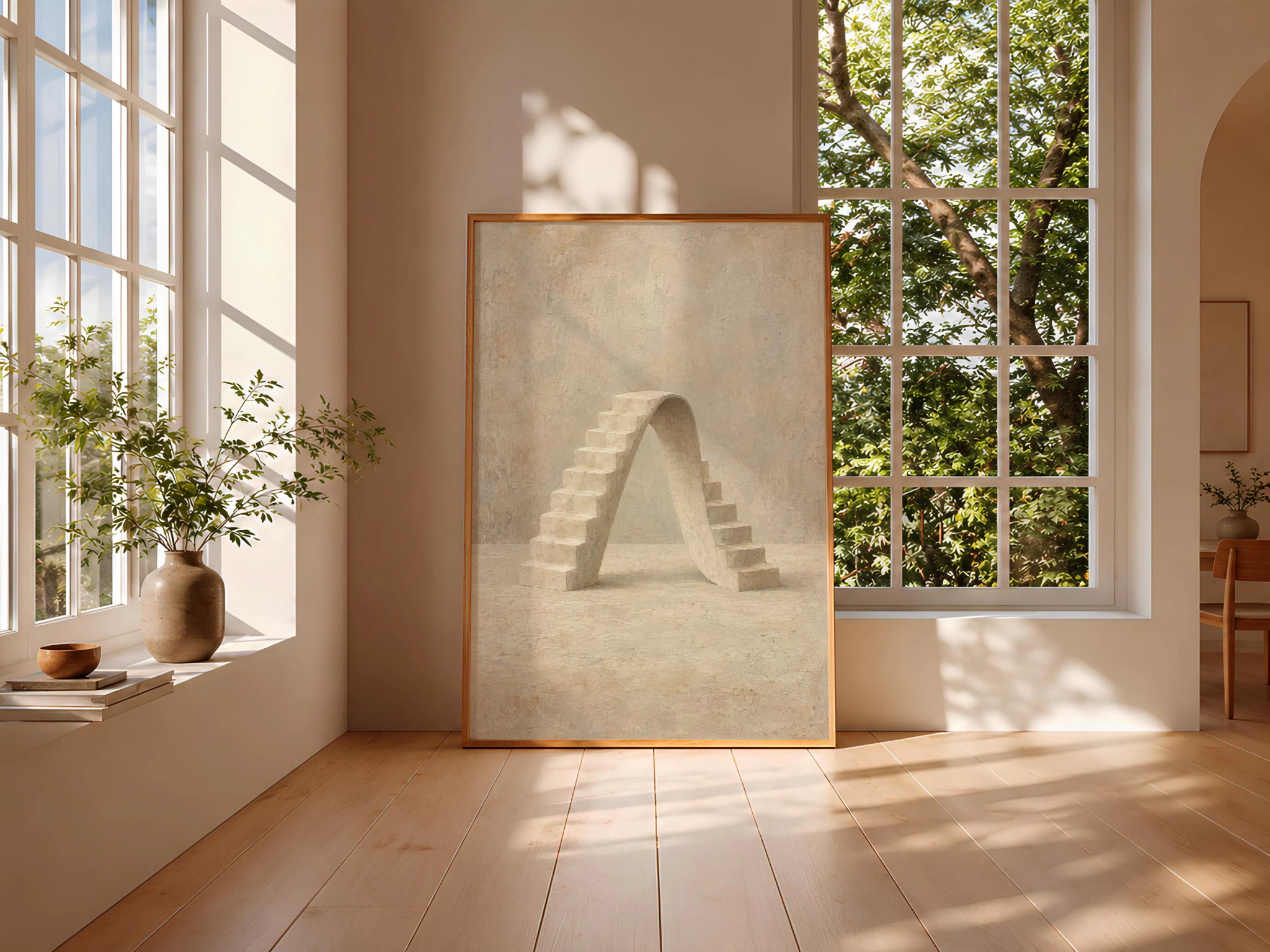 Returning Staircase Wall Art, Minimal Surreal Architecture Poster – Calm Wall Art by Artsify thumbnail 3