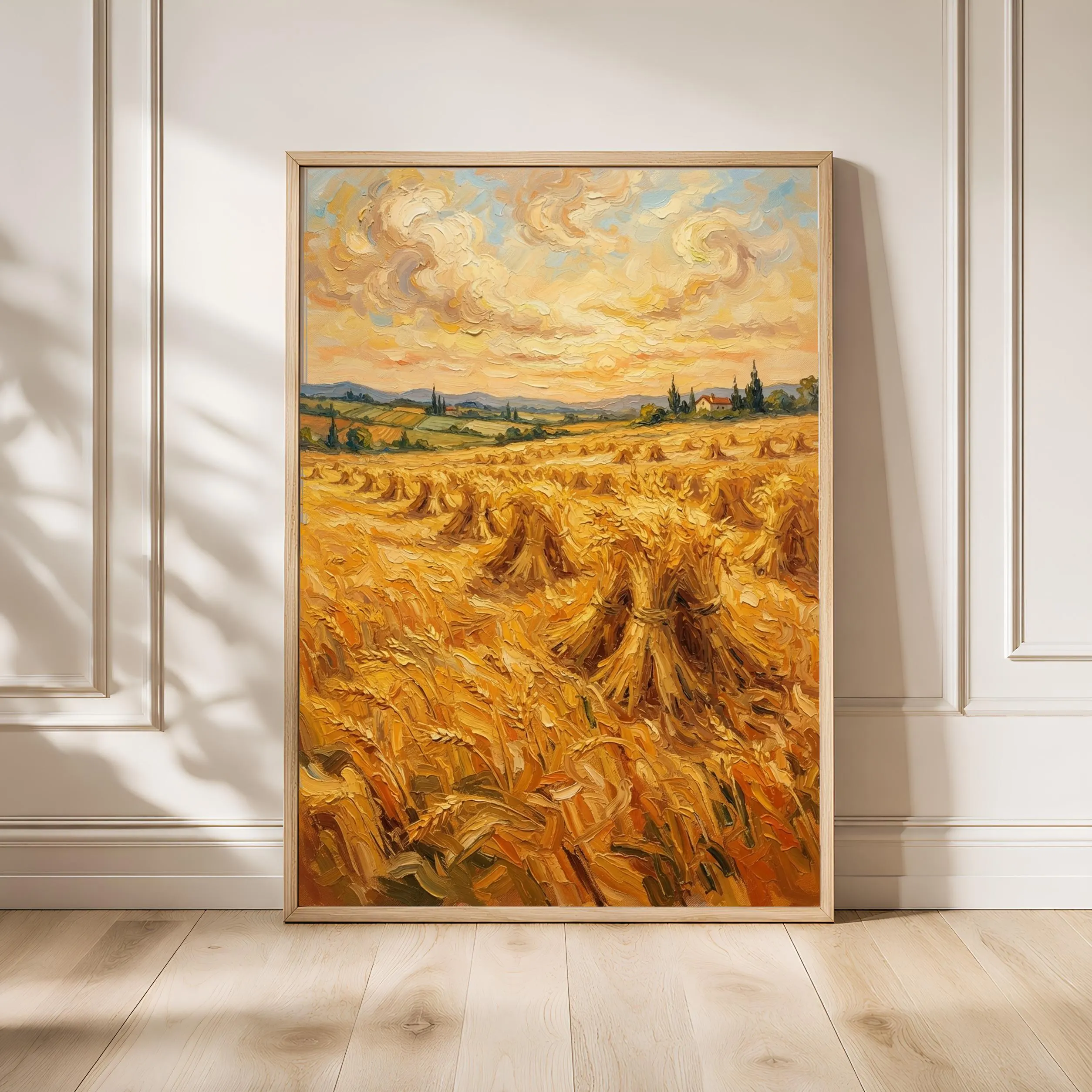 Van Gogh Style Wheat Field Print, Post Impressionist Harvest Poster, Golden Sheaves Wall Art, Kitchen Decor, Housewarming Gift – Calm Wall Art by Artsify