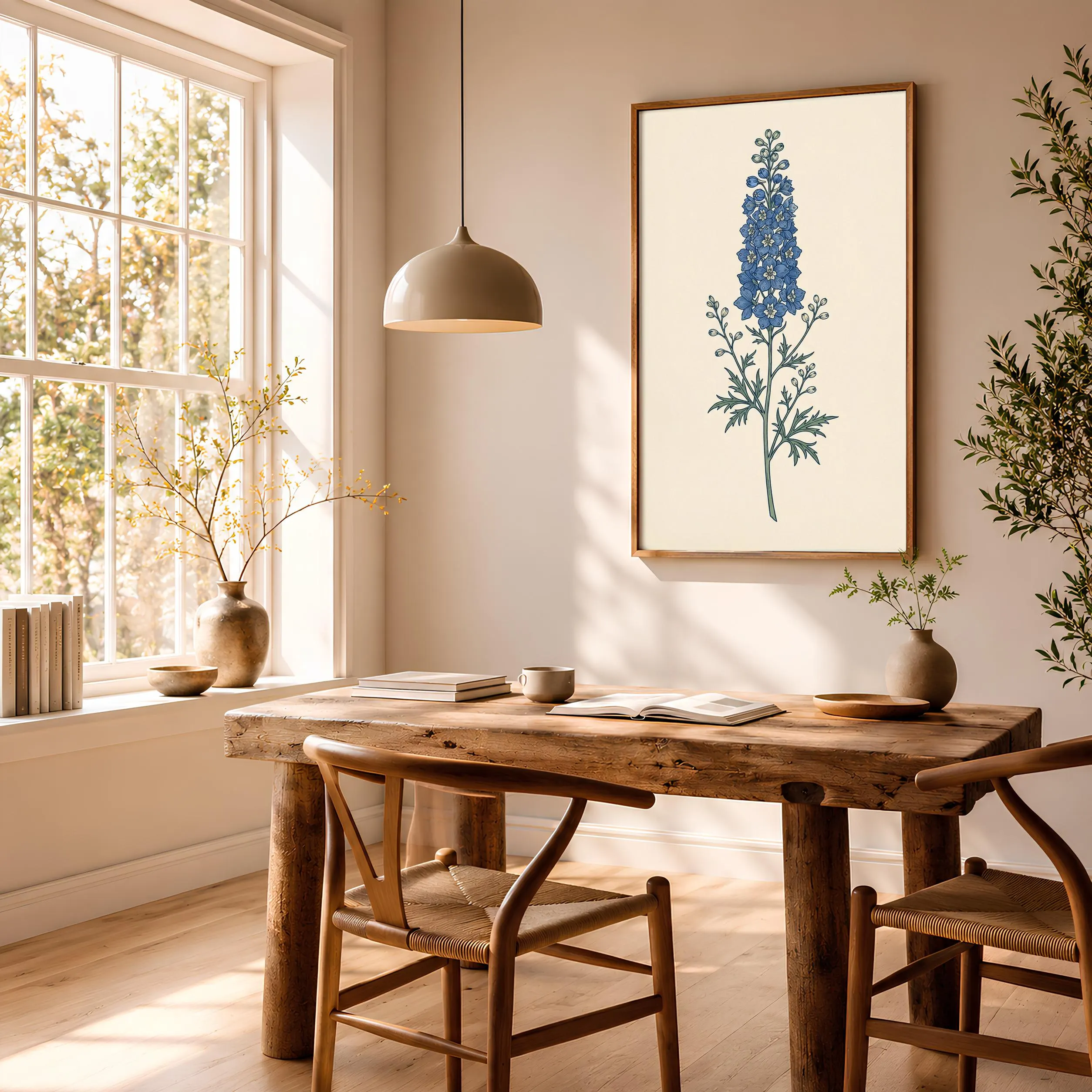 William Morris Delphinium Print, Arts and Crafts Botanical Line Art, Minimal Flower Poster, Office Decor, Housewarming Gift – Calm Wall Art by Artsify thumbnail 2