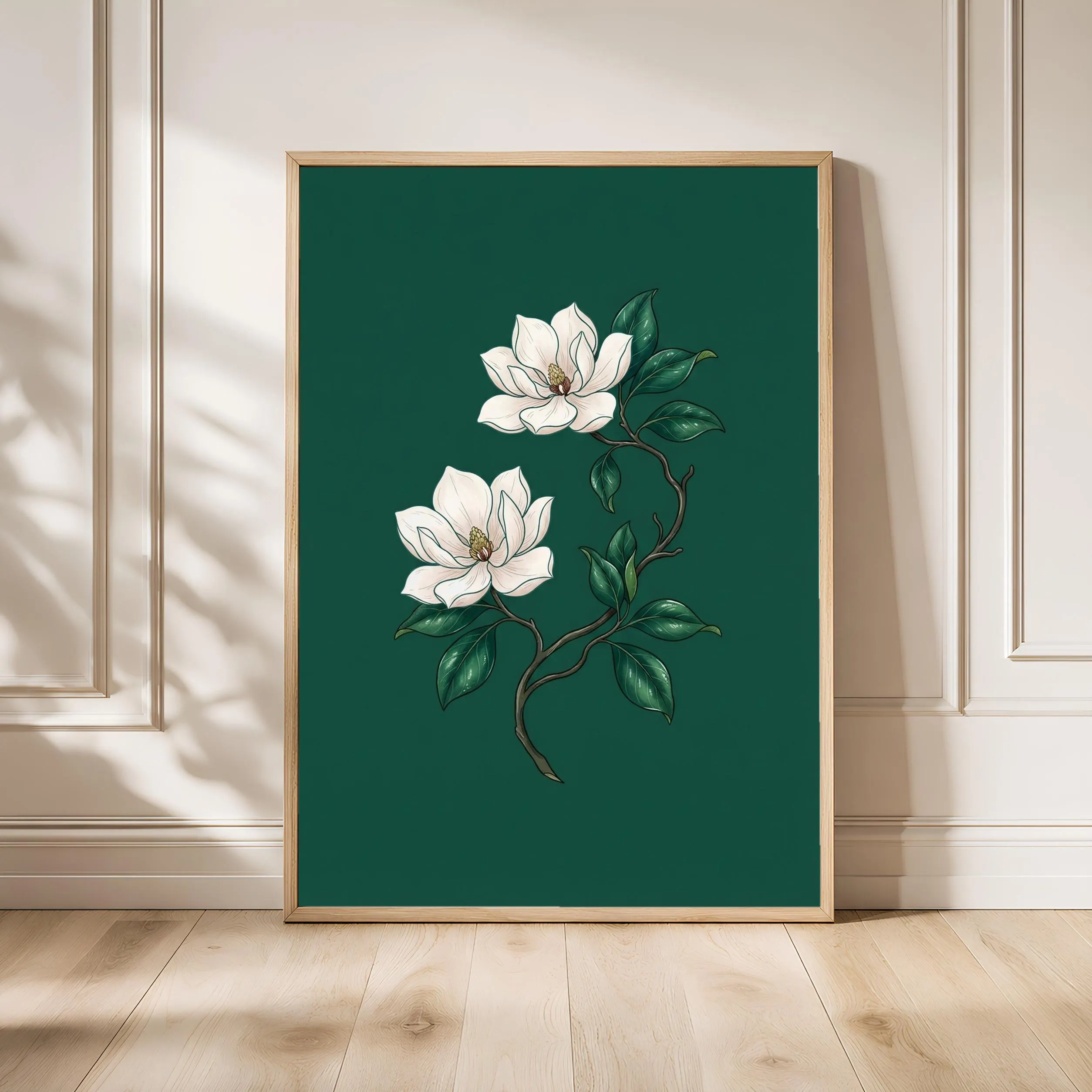 William Morris Magnolia Print, Arts and Crafts Botanical Line Art, Minimal Flower Poster, Dining Room Decor, Housewarming Gift – Calm Wall Art by Artsify