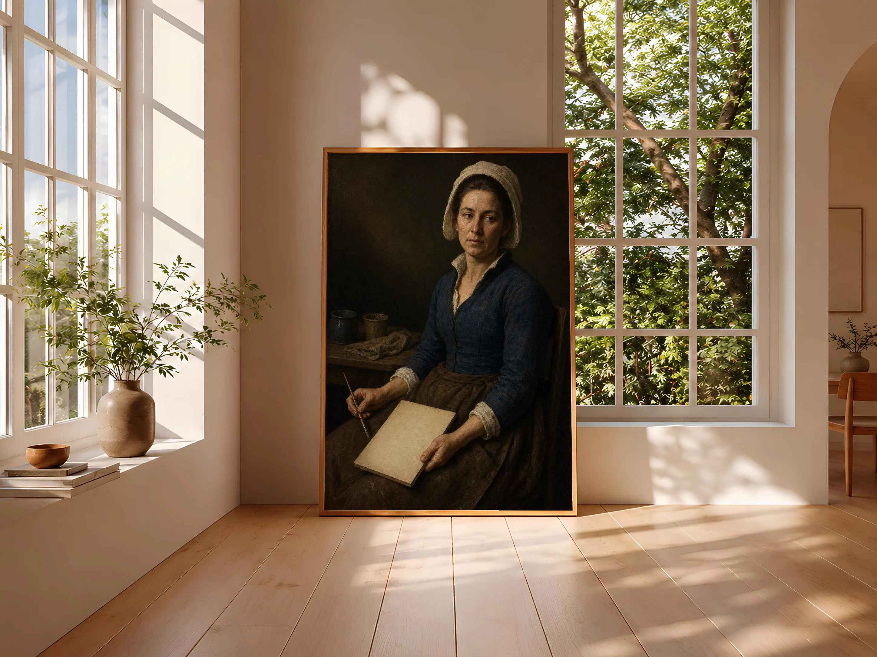 Renaissance Woman Painter Print, Vintage Artist Portrait Wall Art, Old Master Poster, Dark Academia Decor, Housewarming Gift – Calm Wall Art by Artsify thumbnail 3
