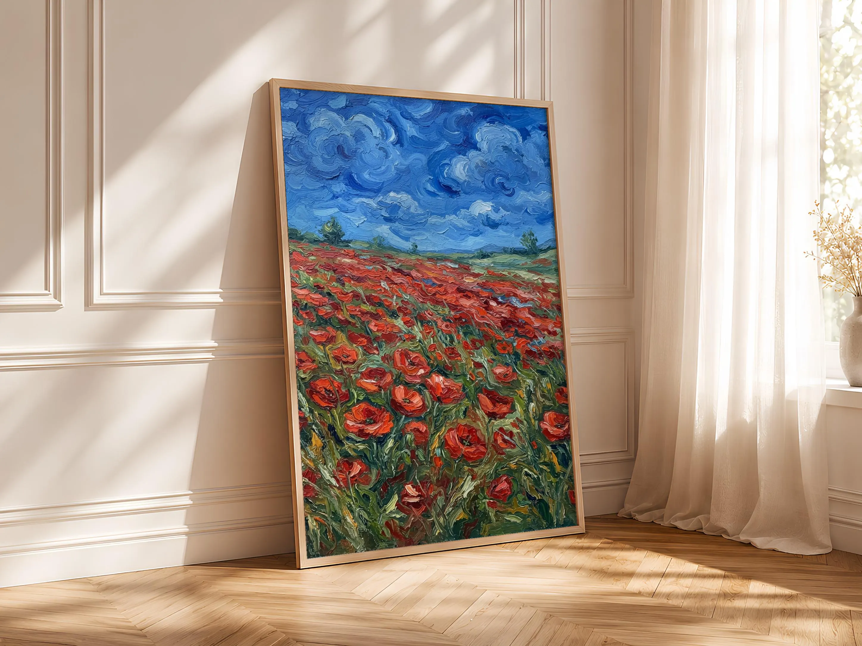 Van Gogh Style Poppy Field Print, Post Impressionist Wall Art, Red Flower Poster, Bedroom Decor, Housewarming Gift – Calm Wall Art by Artsify thumbnail 4