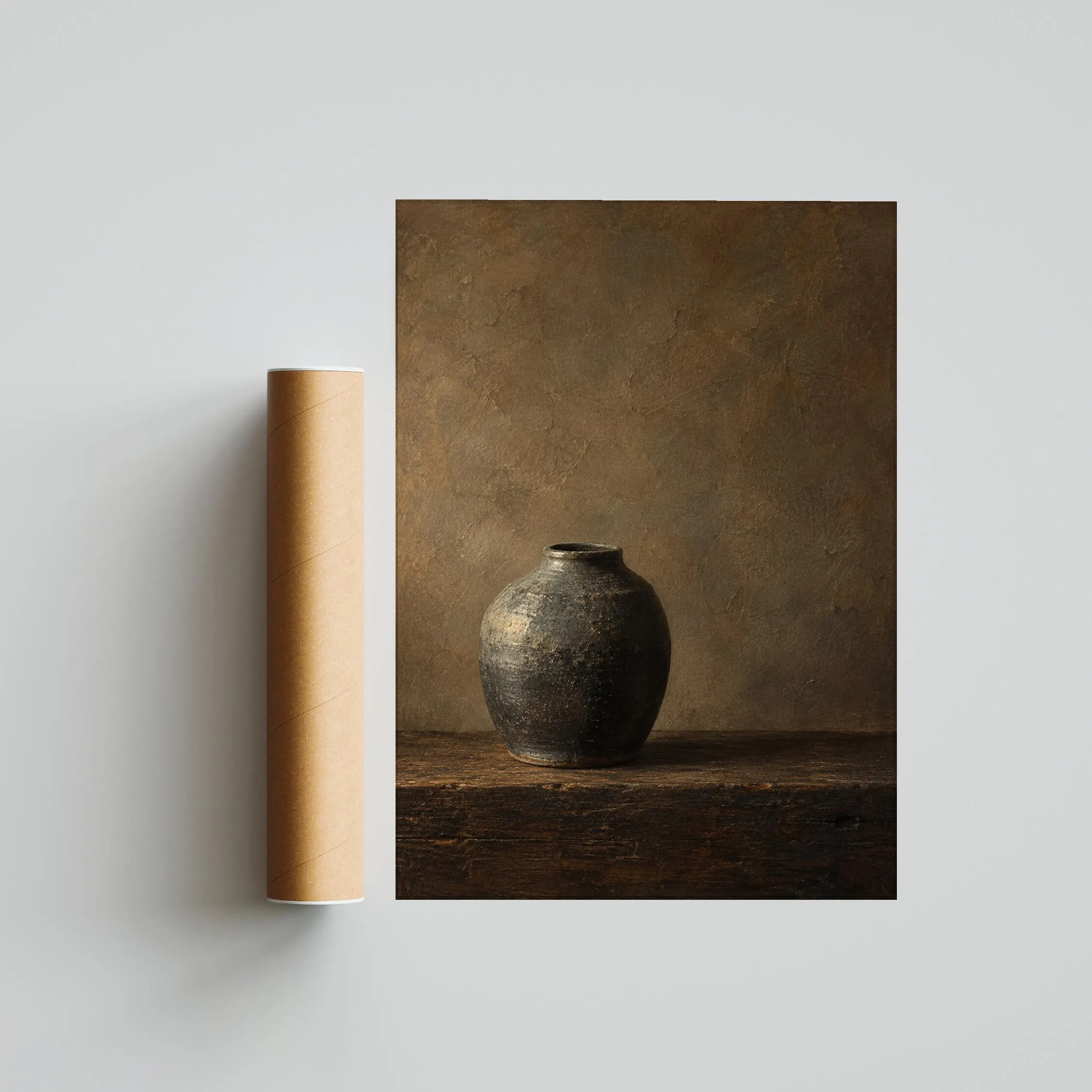 Black Stoneware Jar Wall Art, Moody Wabi Sabi Pottery Painting, Dark Decor – Calm Wall Art by Artsify thumbnail 5
