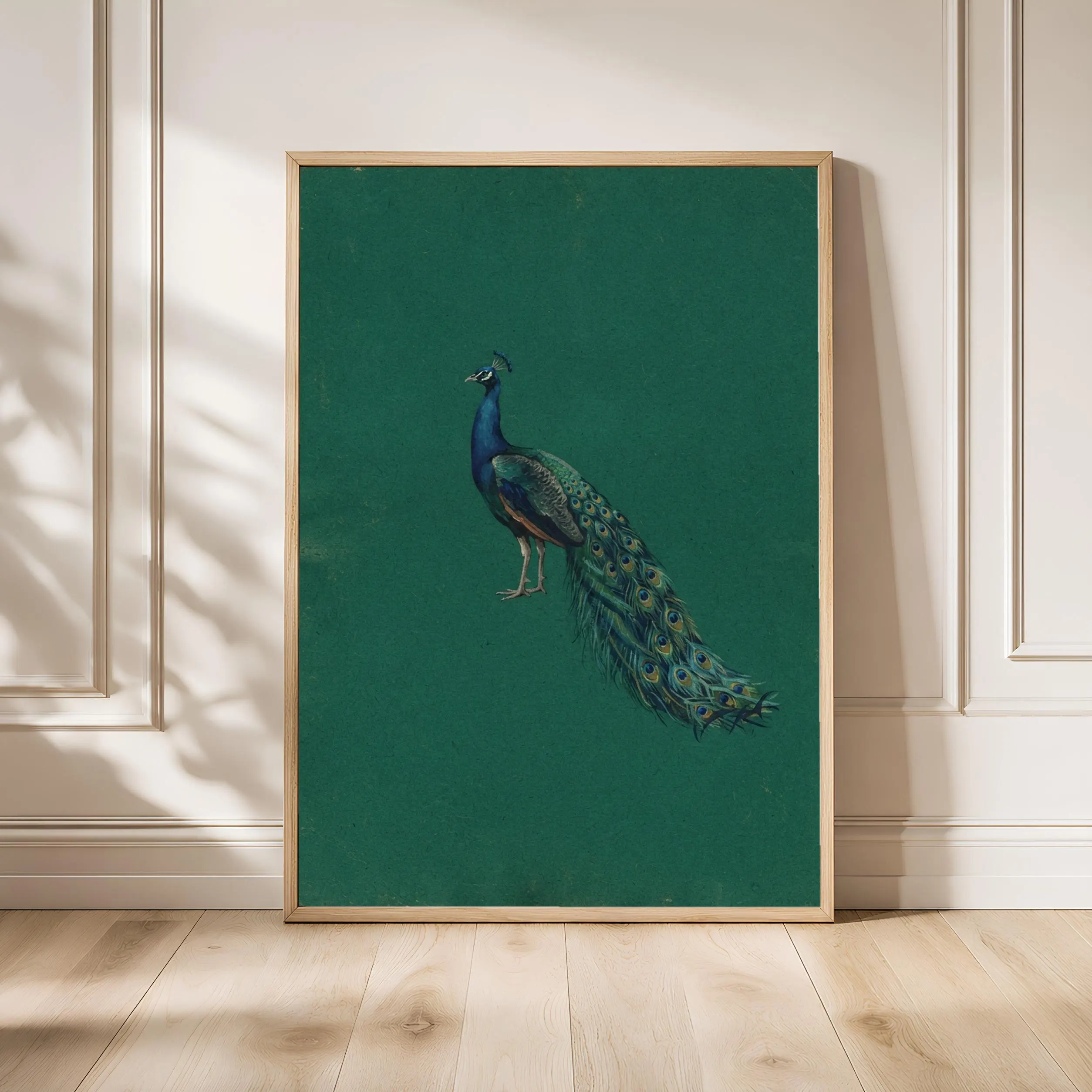 Peacock Wall Art, Emerald Minimalist Wildlife Painting, Vintage Jewel-Tone Print, Housewarming Gift – Calm Wall Art by Artsify