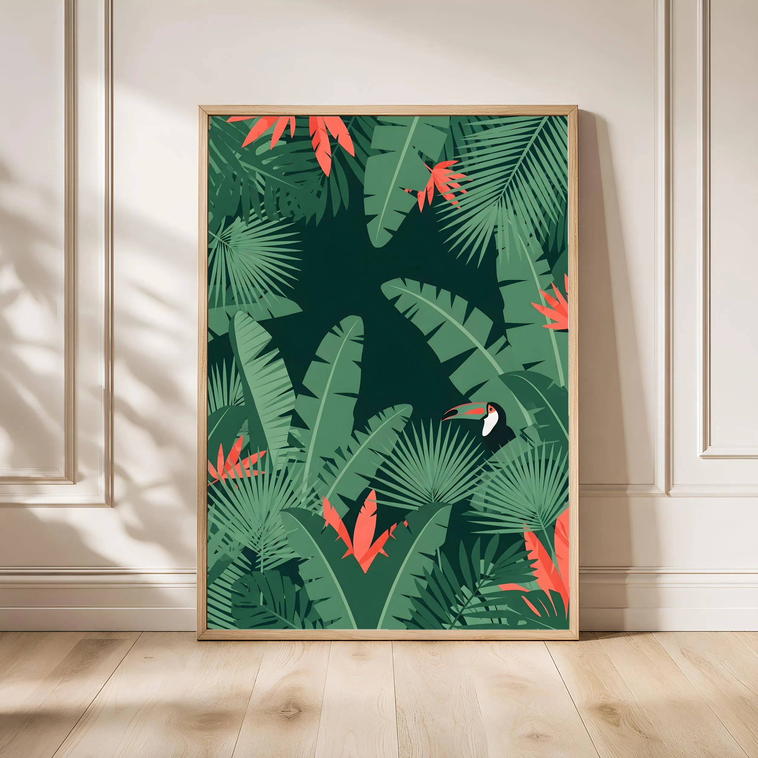 Tropical Jungle Print, Botanical Leaves Poster, Exotic Green Wall Art, Modern Tropical Home Decor, Housewarming Gift – Calm Wall Art by Artsify