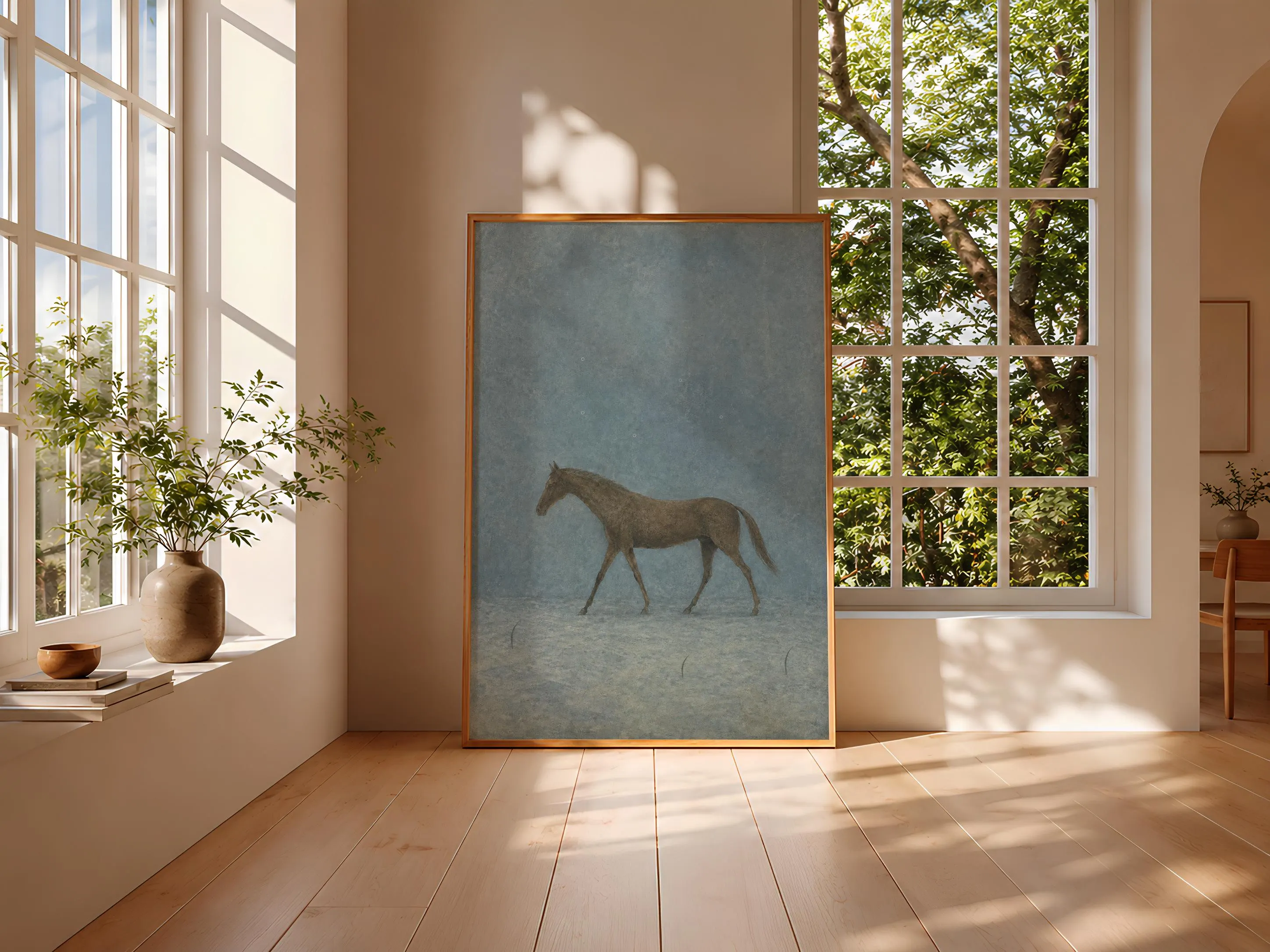 Underwater Horse Wall Art, Minimal Surreal Equestrian Folk Poster – Calm Wall Art by Artsify thumbnail 3